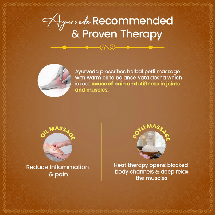 Achoo Herbal Compress Kit - Massage Potli 100GM & Pain Oil 100ML