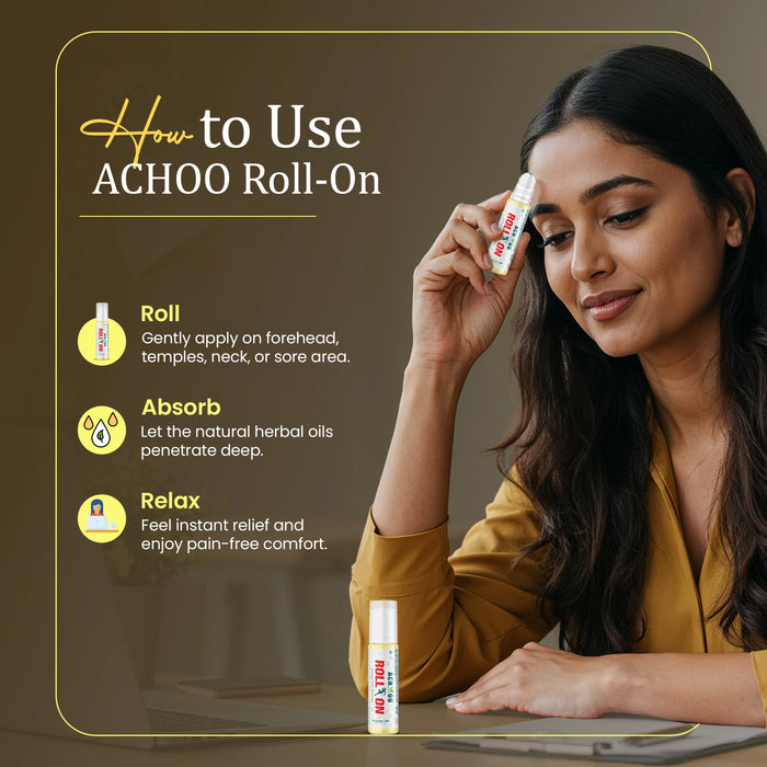 Achoo Roll On - Relief from Headaches and Joints pain - 10ml