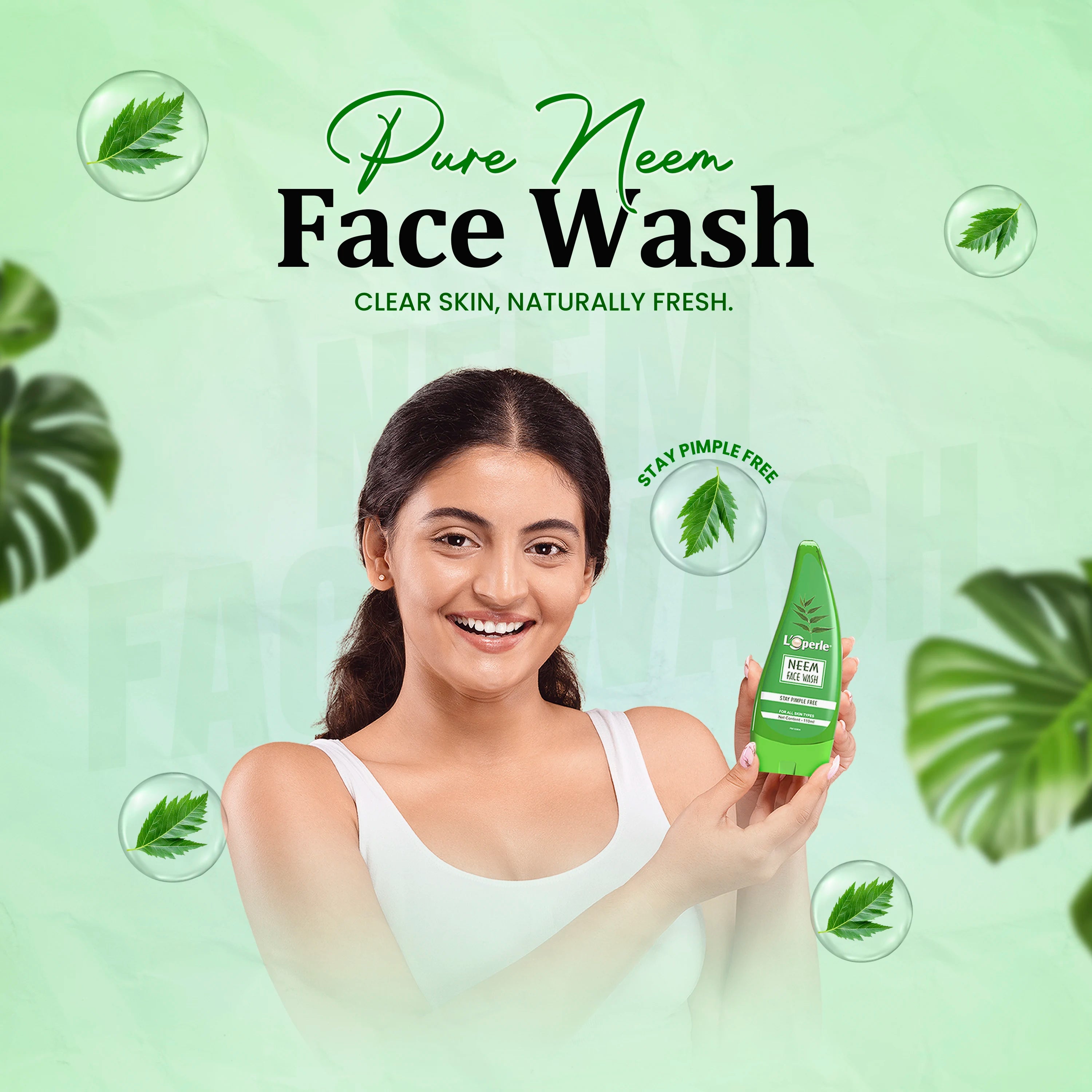 Loperle Pure Neem Face Wash | Stay Pimple Free -110 ML - Brawn Herbal