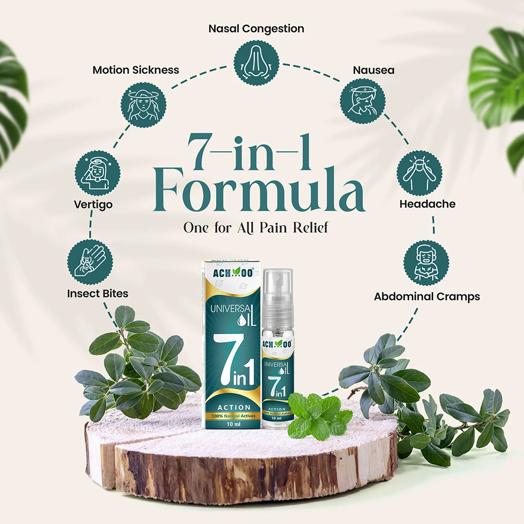 Achoo Universal Oil | Provides relief from 7 problems - 10ml - Brawn Herbal