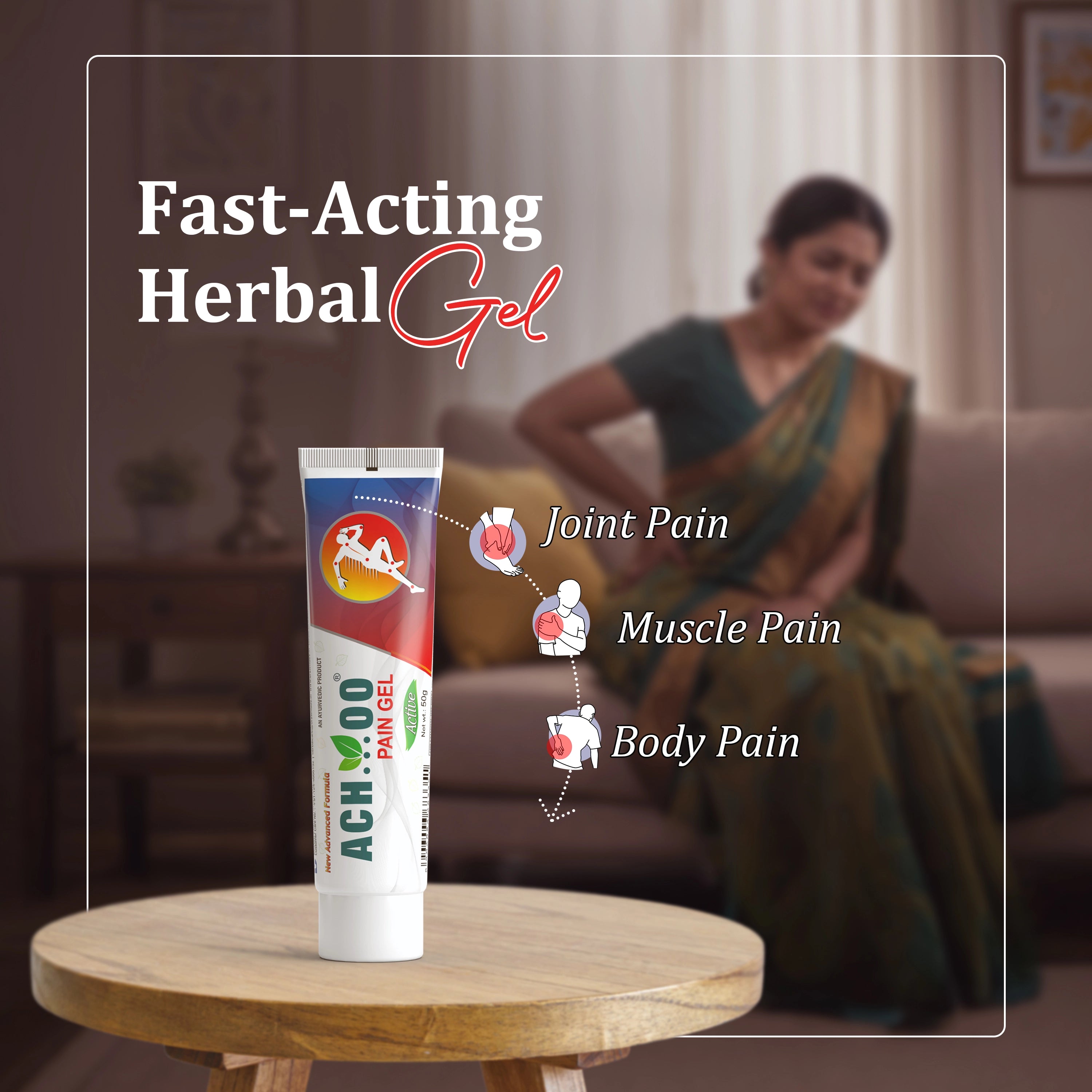 Achoo pain relief gel | Quick relief in Joint and Body Pain - Brawn Herbal