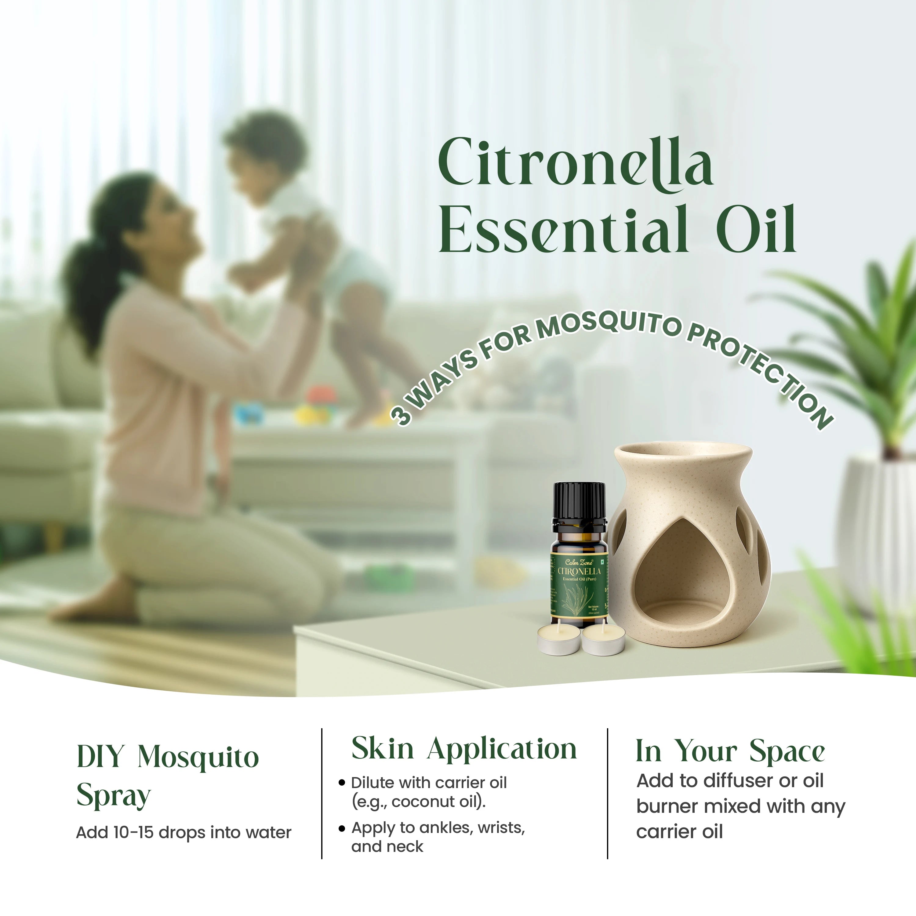 Calmzone Citronella Oil - Natural Essential Oil for Mosquitoes - Brawn Herbal