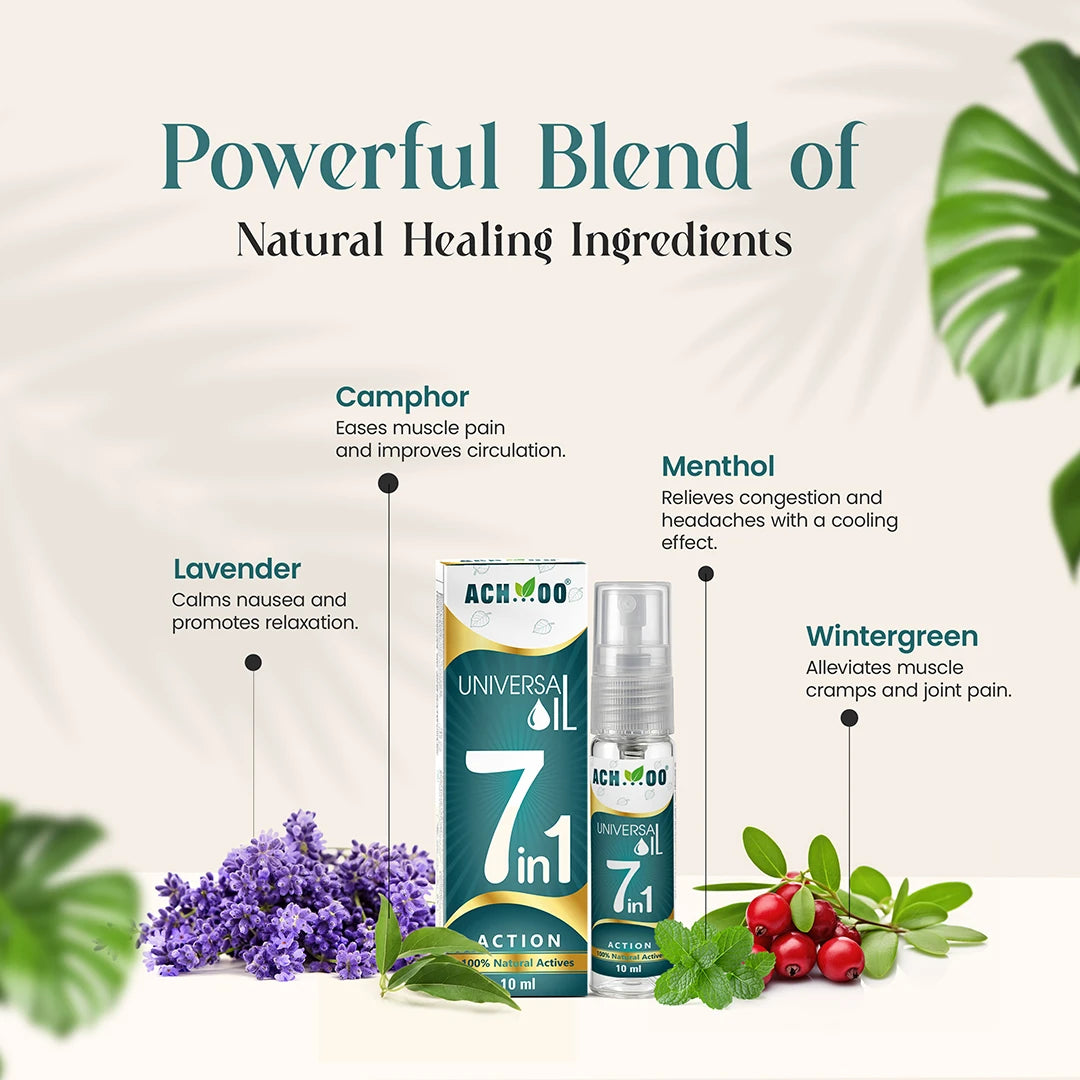 Achoo Universal Oil | Provides relief from 7 problems - 10ml - Brawn Herbal
