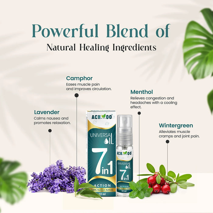 Achoo Universal Oil | Provides relief from 7 problems - 10ml