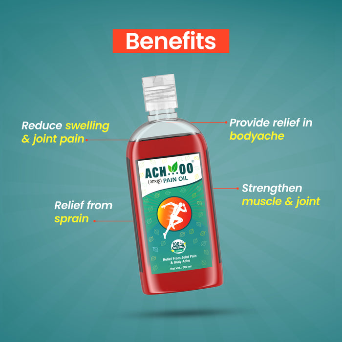 ACHOO Pain Relief Oil - Ayurvedic Care for Joint Pain, Muscle Pain & Body Pain - 500ml