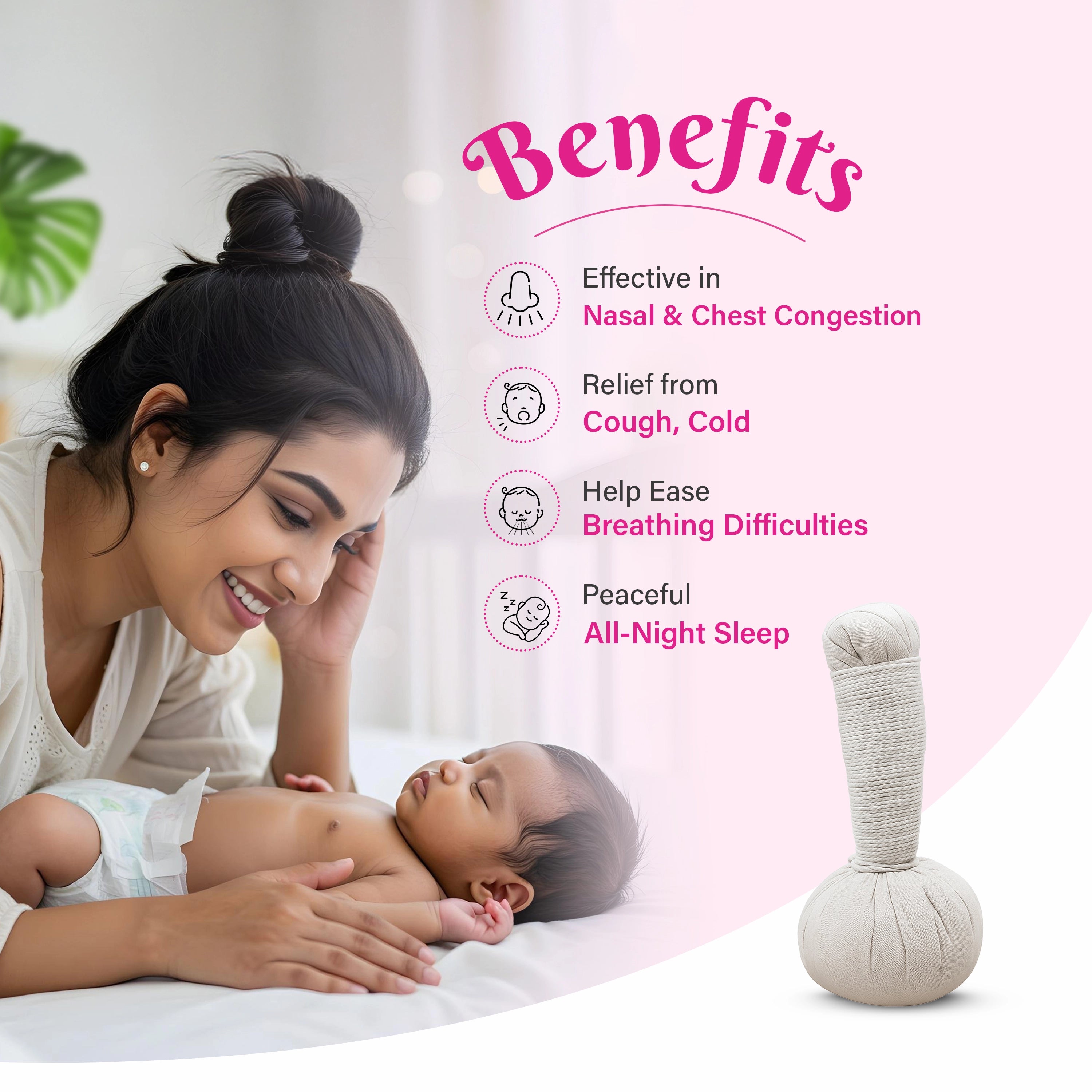 Achoo Baby Chest Rub Potli for Nasal & Chest Congestion- 50g |  5 +  years