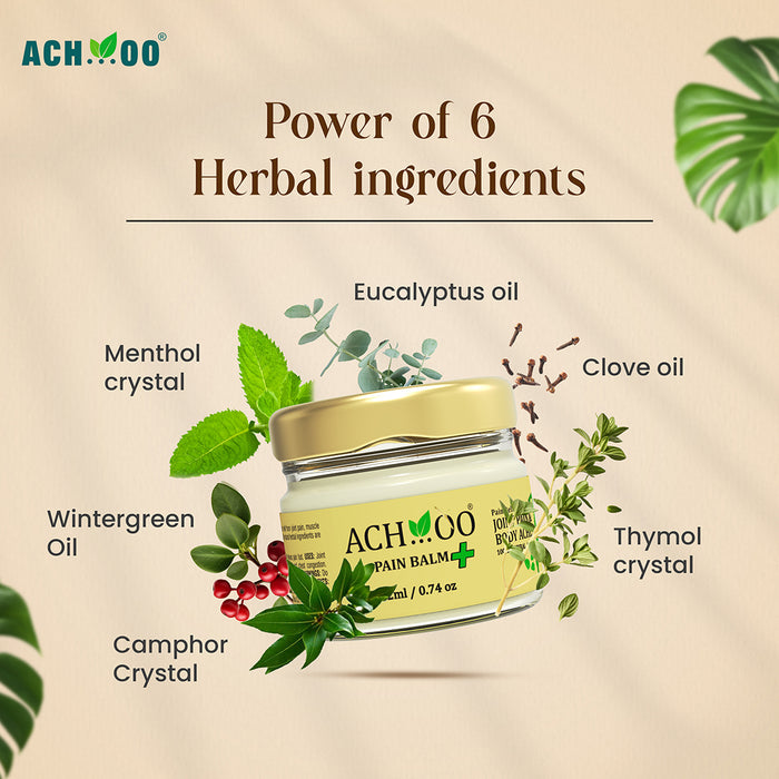 Achoo Pain Balm Plus (22ml) For Joint, Muscle And Body Ache | For Migraine And Cervical (Neck) Pain | Strong Pain Balm