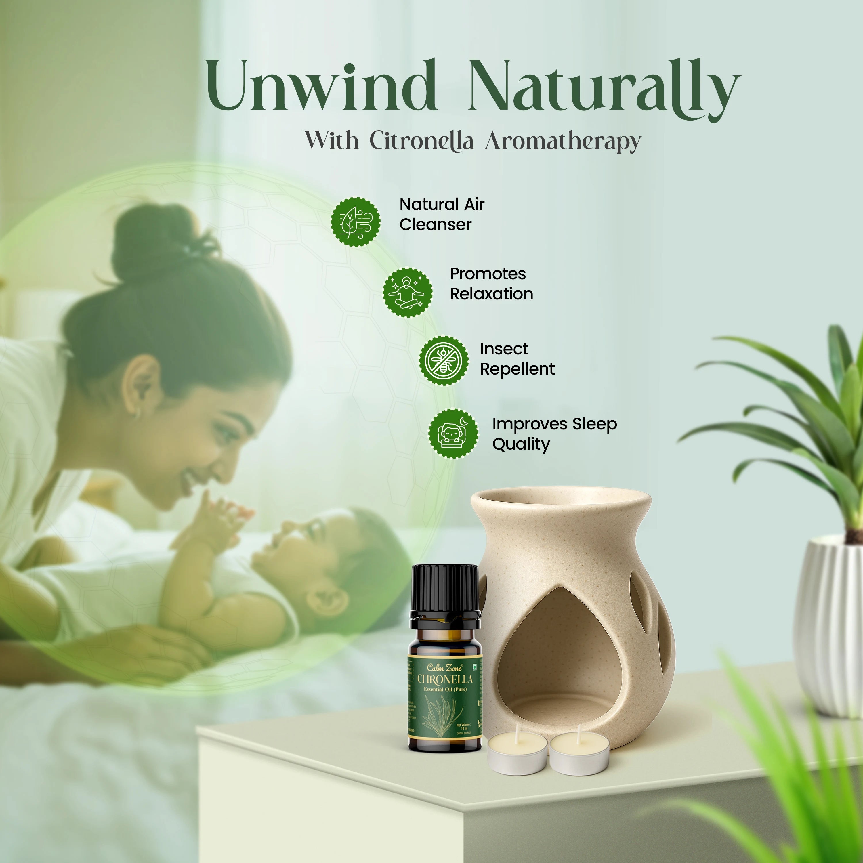 Calmzone Citronella Oil - Natural Essential Oil for Mosquitoes - Brawn Herbal