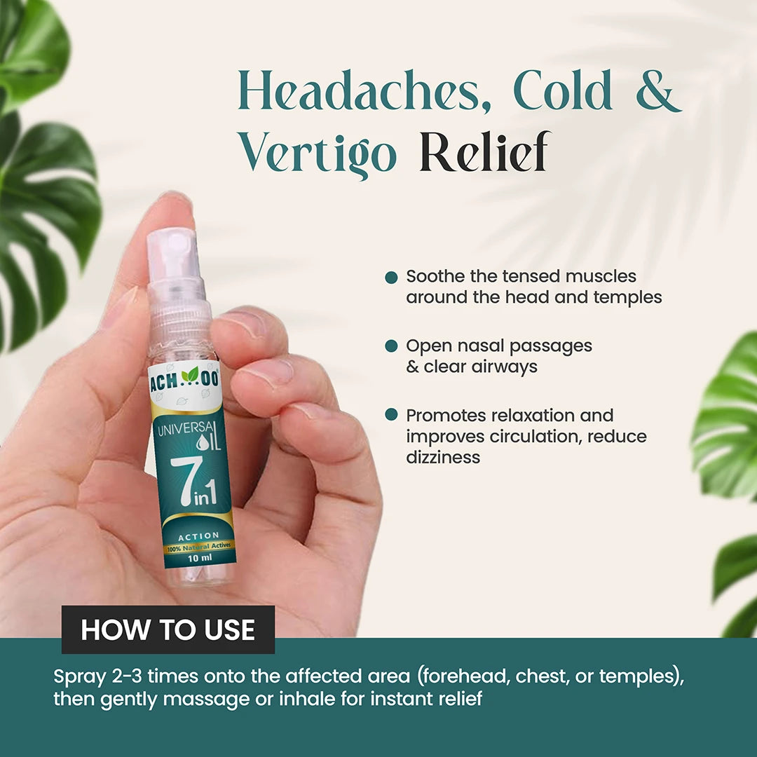 Achoo Universal Oil | Provides relief from 7 problems - 10ml - Brawn Herbal