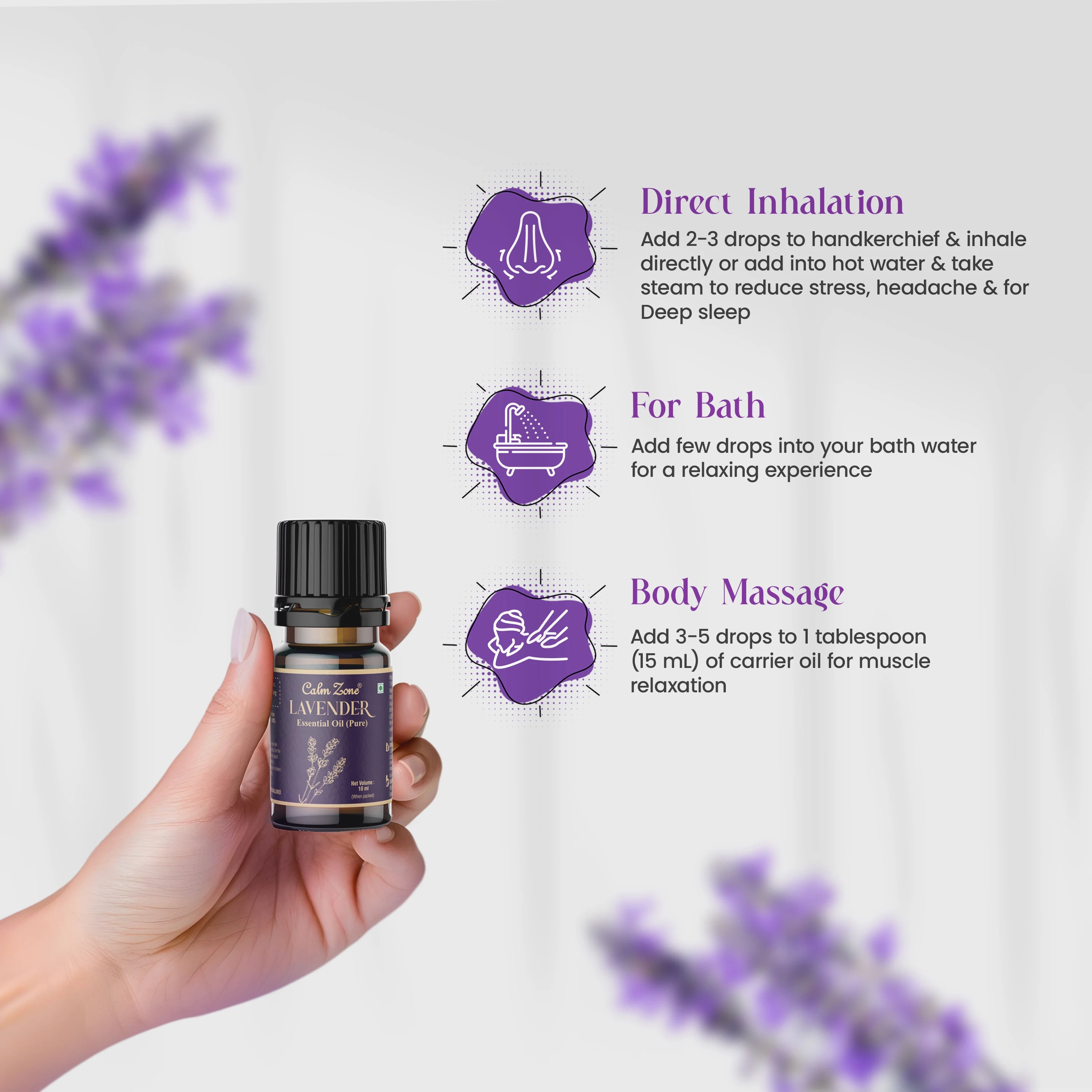Calm Zone Lavender Essential Oil For Skin, Hair & Diffuser - Brawn Herbal