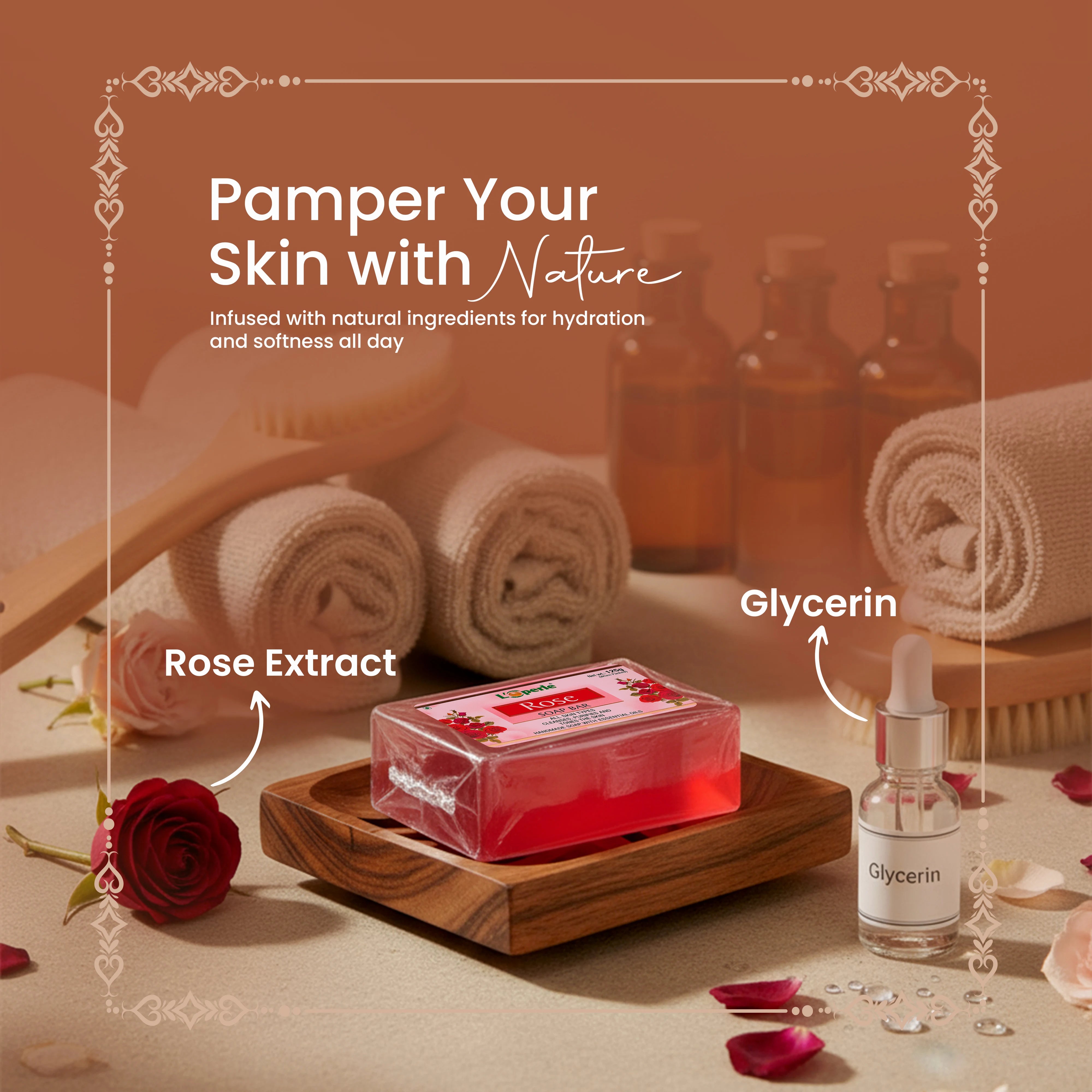 Loperle Rose soap Bar for Moisturized Skin - Brawn Herbal