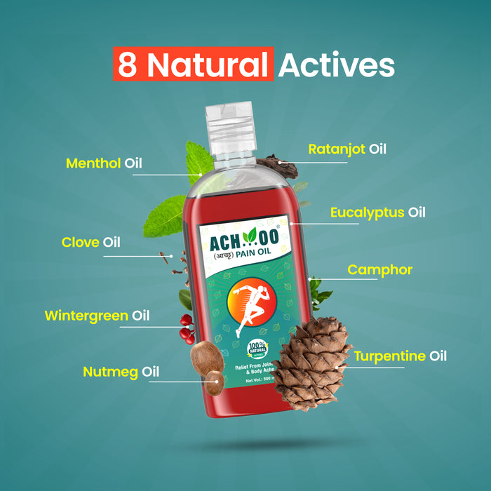 ACHOO Pain Relief Oil - Ayurvedic Care for Joint Pain, Muscle Pain & Body Pain - 500ml