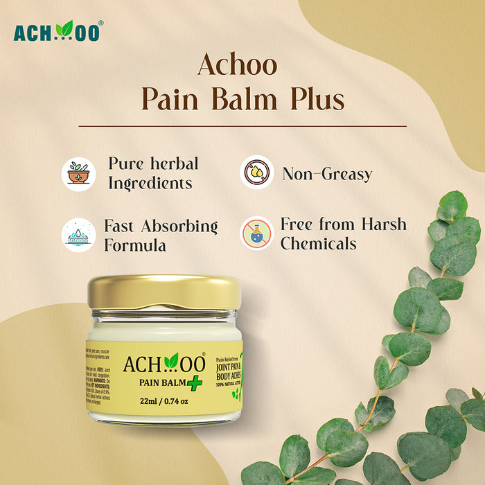 Achoo Pain Balm Plus (22ml) For Joint, Muscle And Body Ache | For Migraine And Cervical (Neck) Pain | Strong Pain Balm