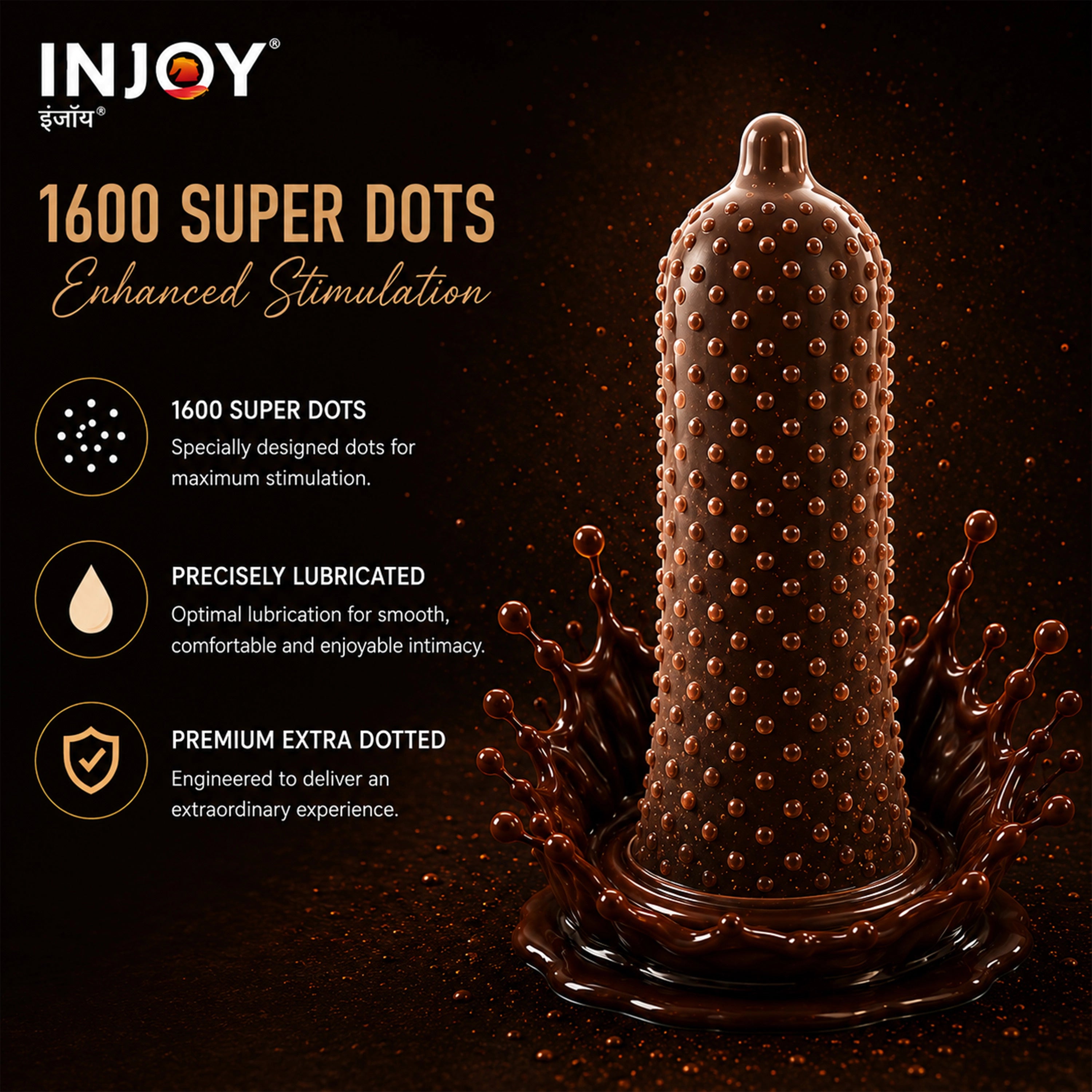 INJOY Chocolate Flavoured Thin Condoms with 1600 Dots