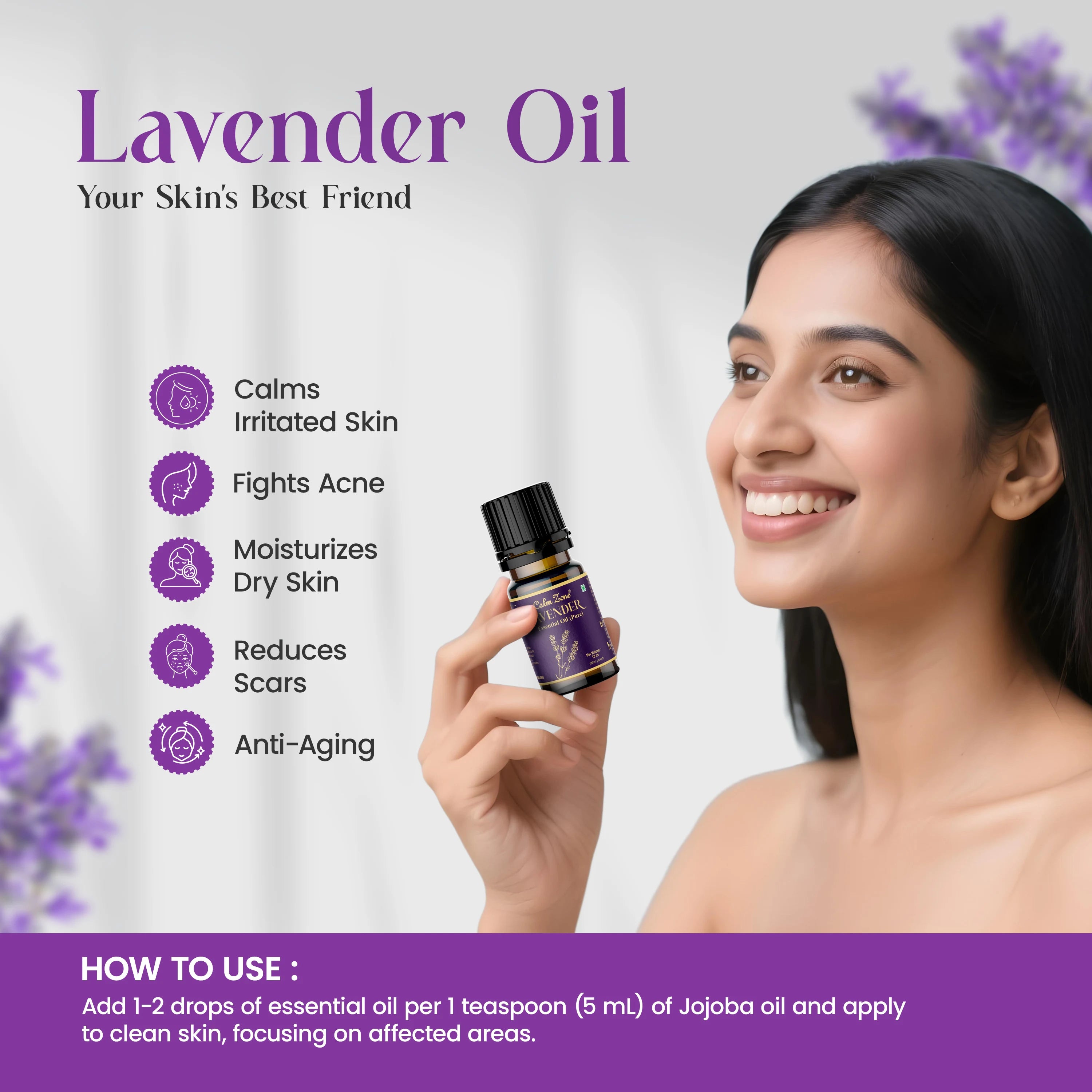 Calm Zone Lavender Essential Oil For Skin, Hair & Diffuser - Brawn Herbal