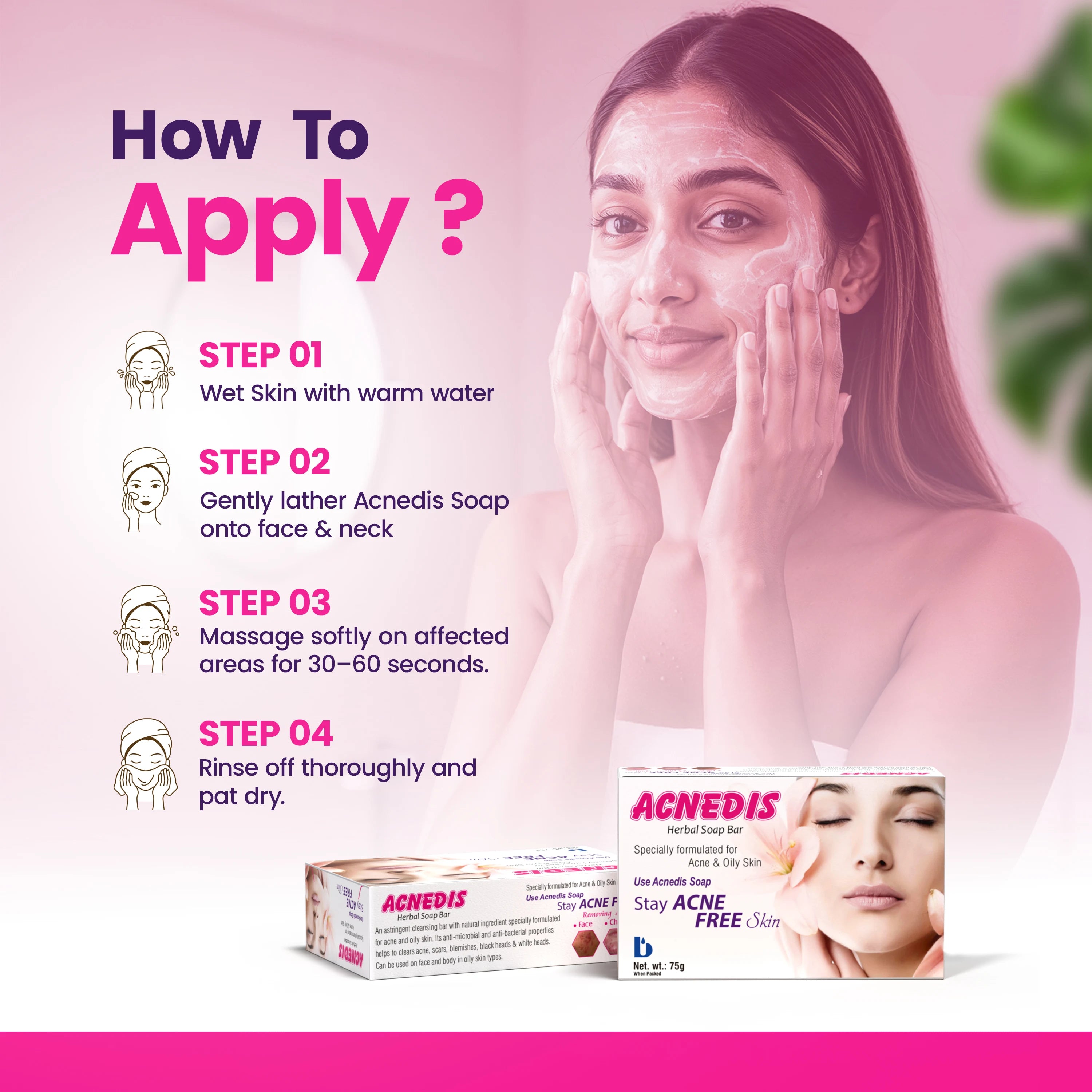 Acnedis Herbal Soap for Acne and Oily Skin - 75g - Brawn Herbal