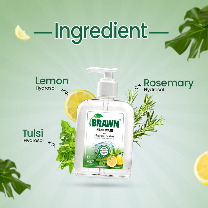 Brawn Hand Wash with the goodness of natural hydrosols | Soft, Smooth & Germ free hands |Skin friendly PH