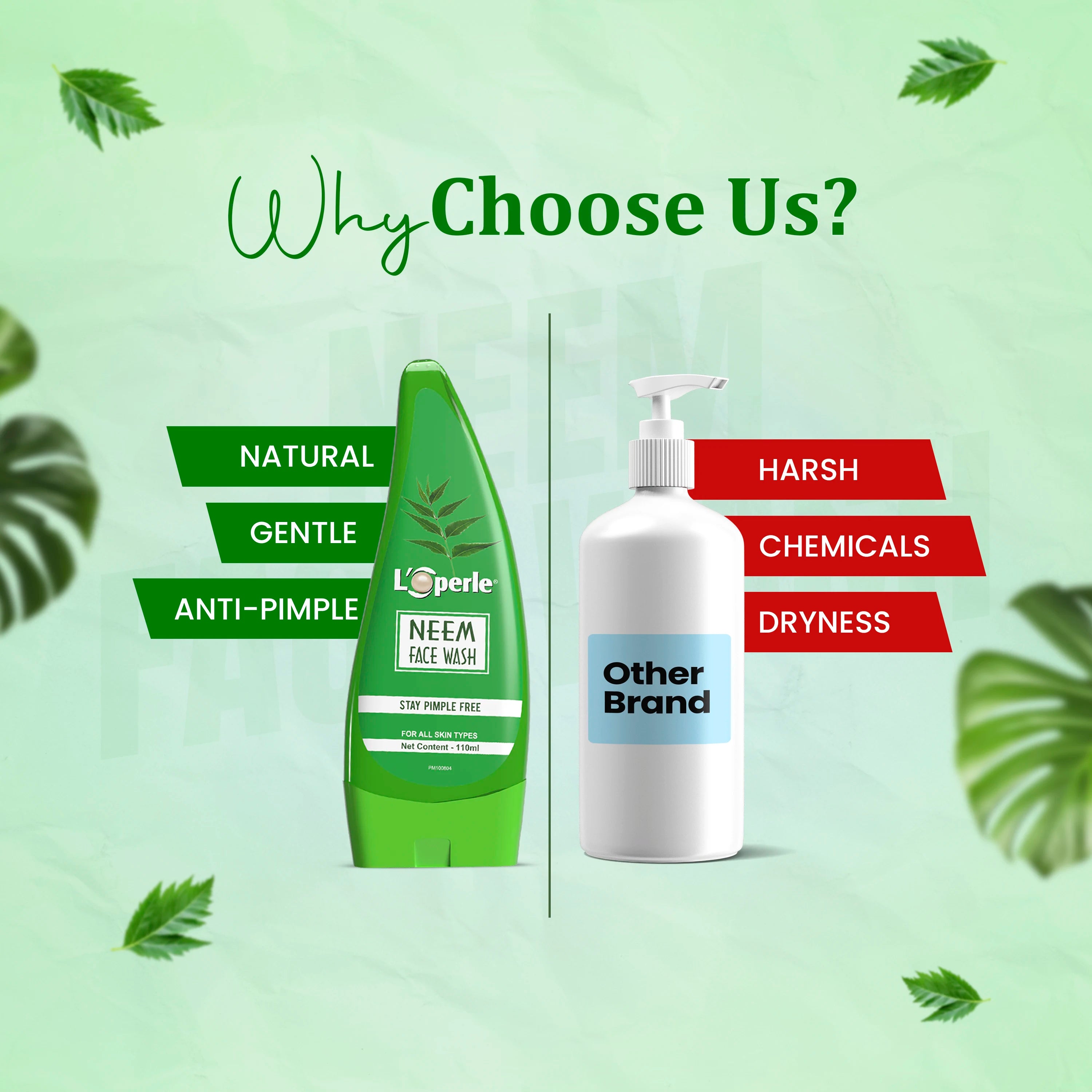 Loperle Pure Neem Face Wash | Stay Pimple Free -110 ML - Brawn Herbal