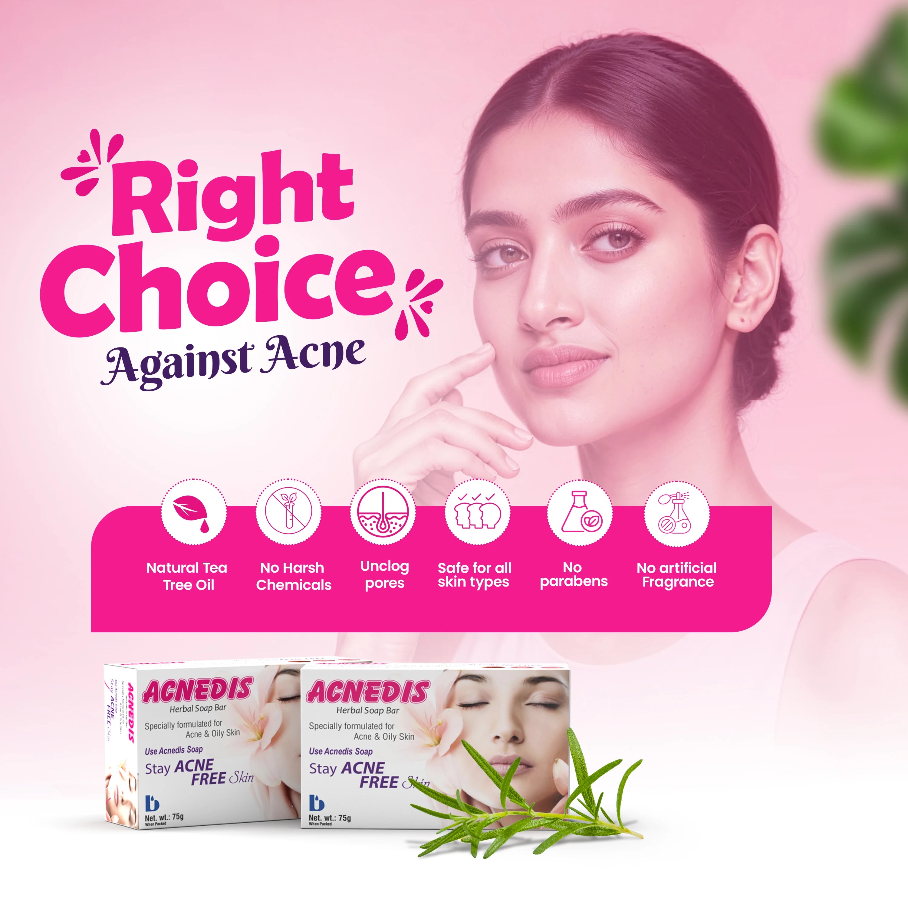 Acnedis Herbal Soap for Acne and Oily Skin - 75g - Brawn Herbal