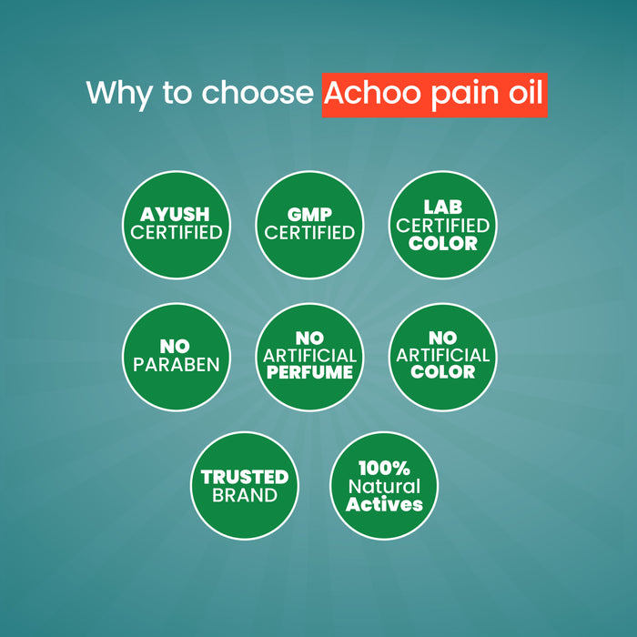 ACHOO Pain Relief Oil - Ayurvedic Care for Joint Pain, Muscle Pain & Body Pain - 500ml