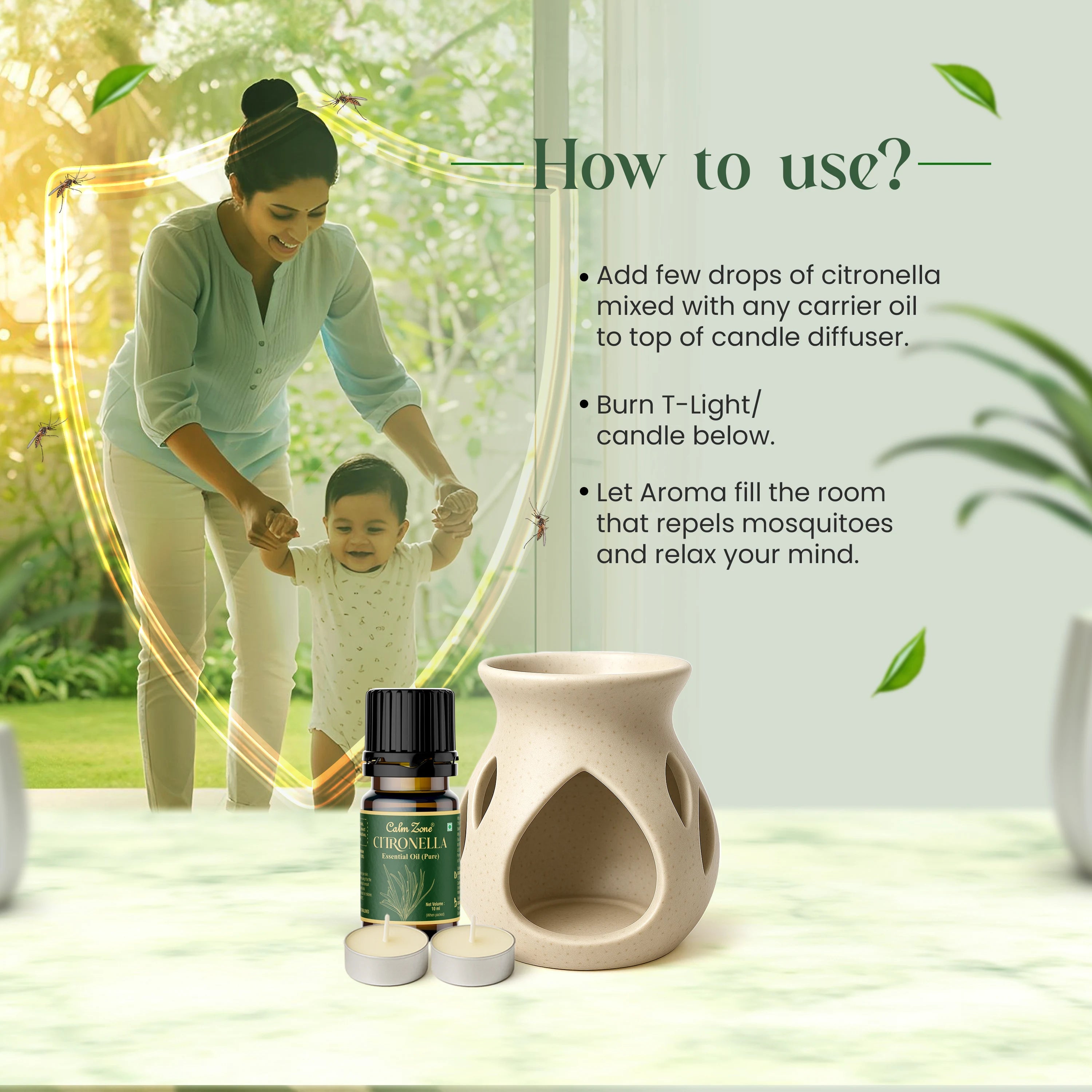 Calmzone Citronella Oil - Natural Essential Oil for Mosquitoes - Brawn Herbal