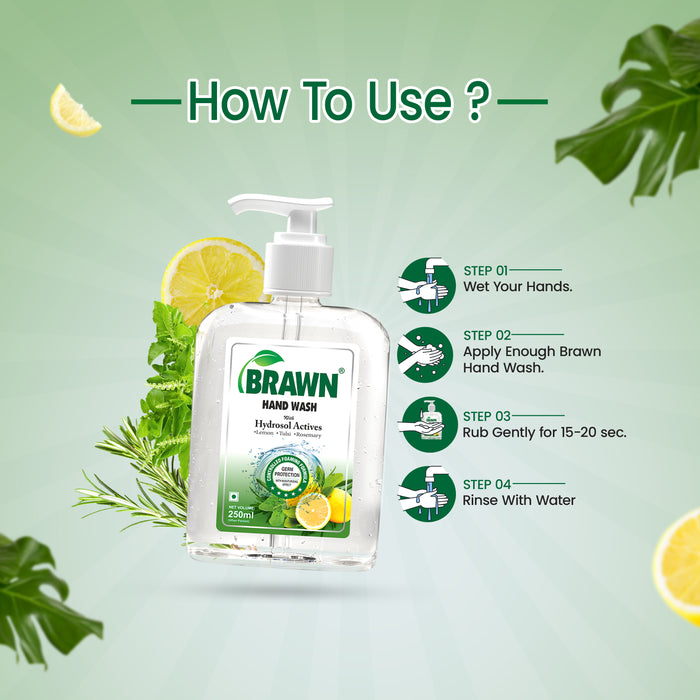 Brawn Hand Wash with the goodness of natural hydrosols | Soft, Smooth & Germ free hands |Skin friendly PH