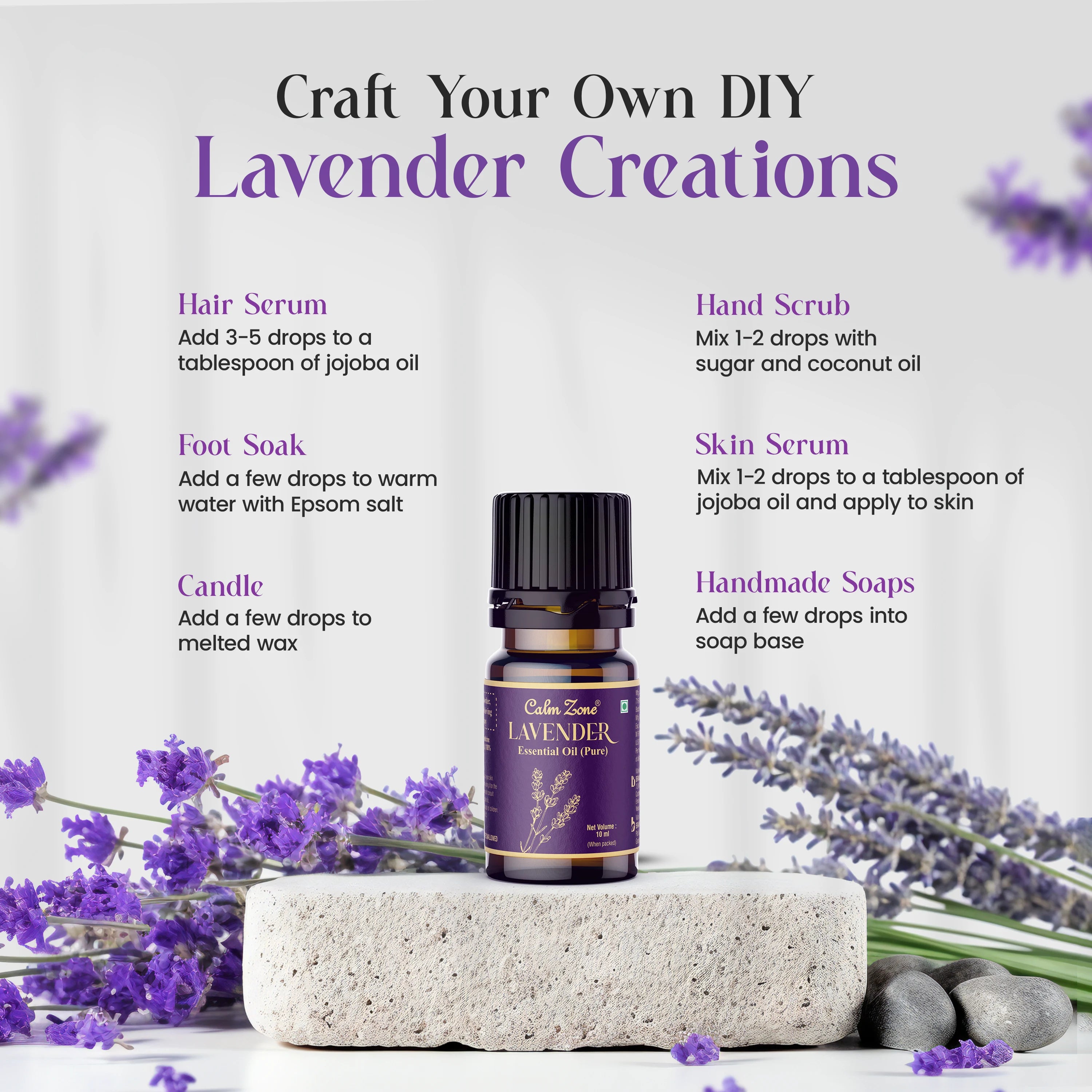 Calm Zone Lavender Essential Oil For Skin, Hair & Diffuser - Brawn Herbal