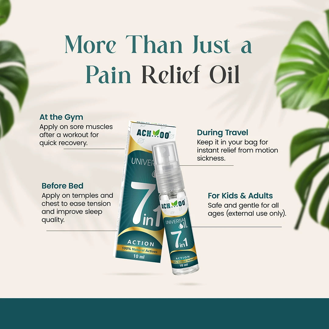 Achoo Universal Oil | Provides relief from 7 problems - 10ml - Brawn Herbal