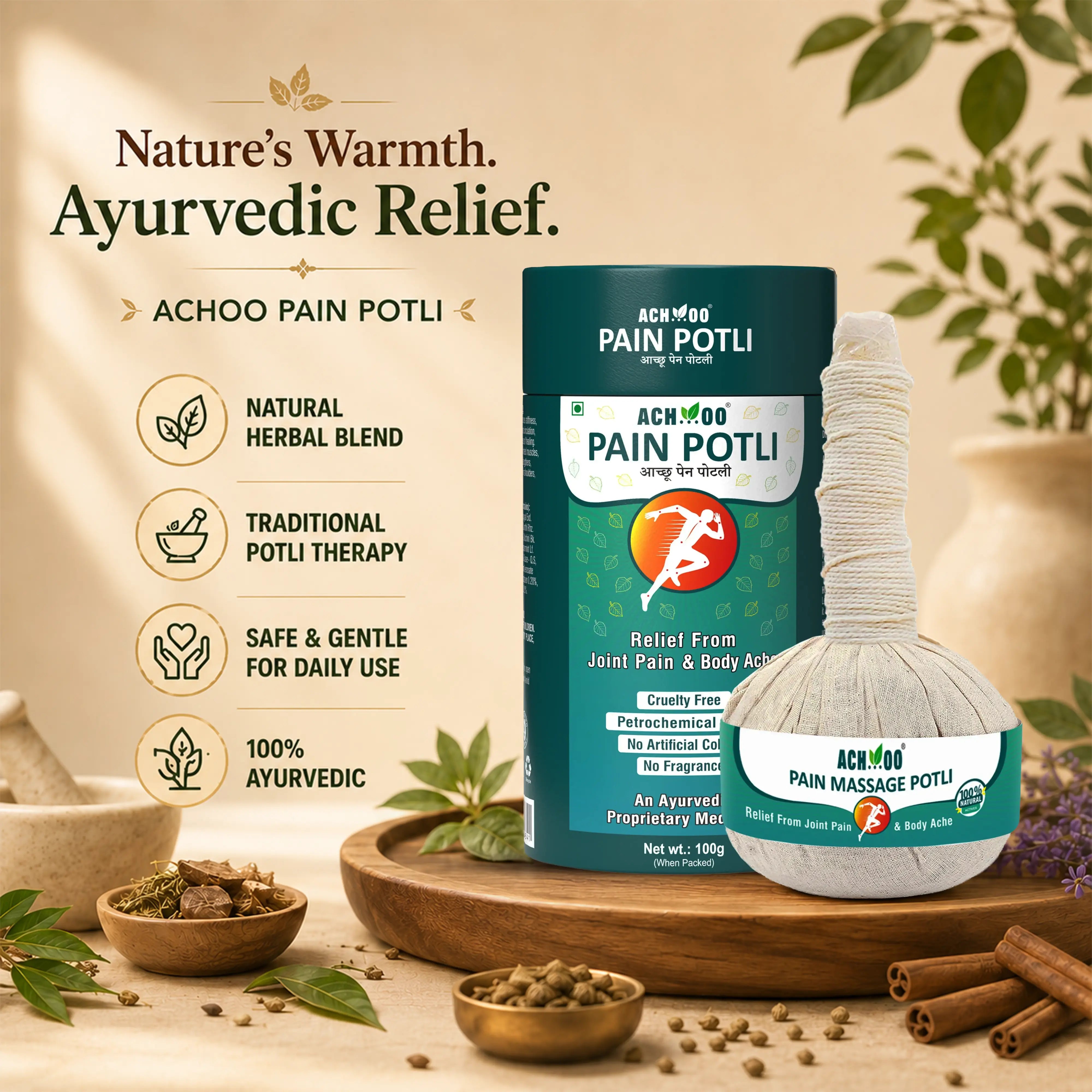 Achoo Pain Massage Potli - 100% Ayurvedic Herbal Healing