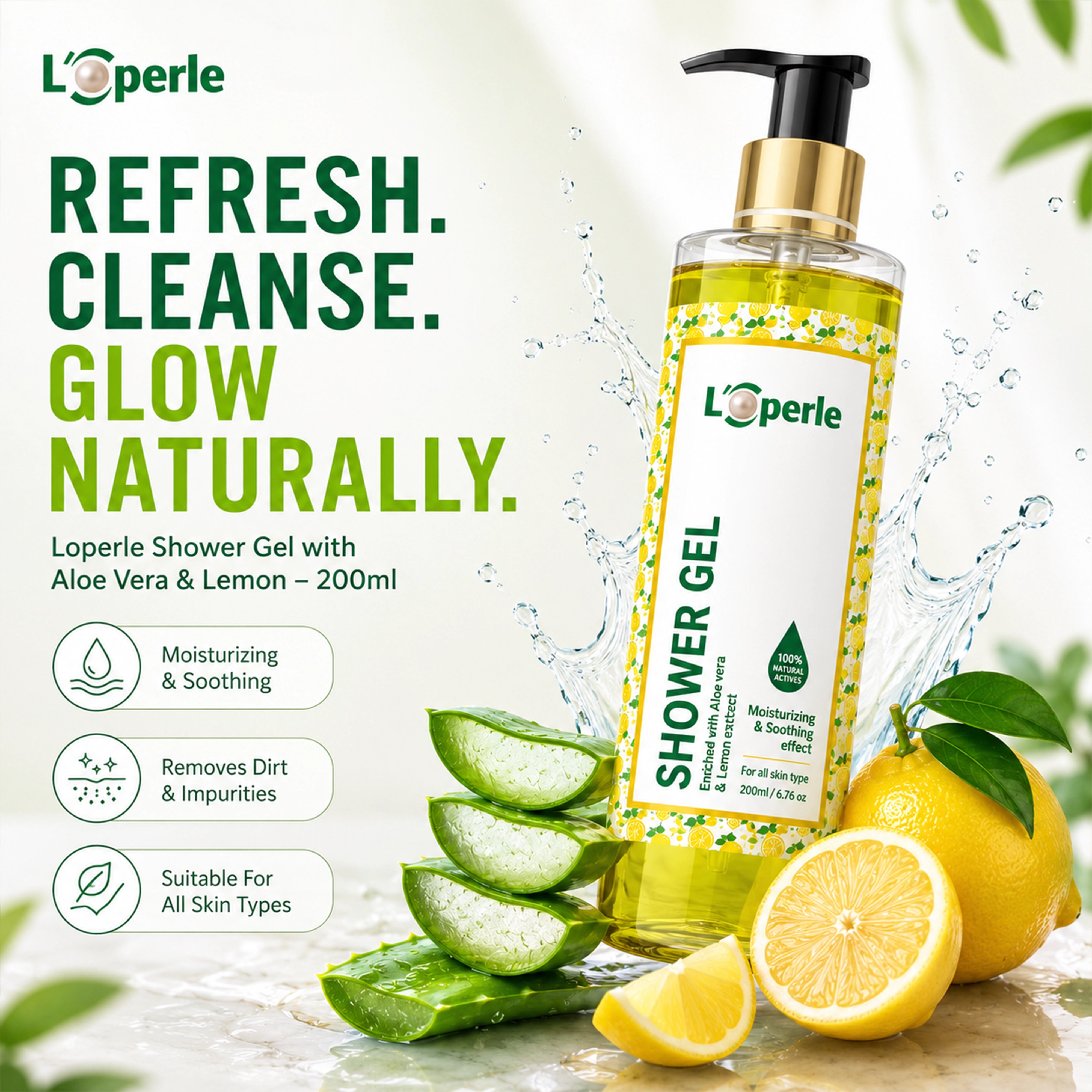 Loperle Shower Gel with Aloe vera and Lemon - 200ml