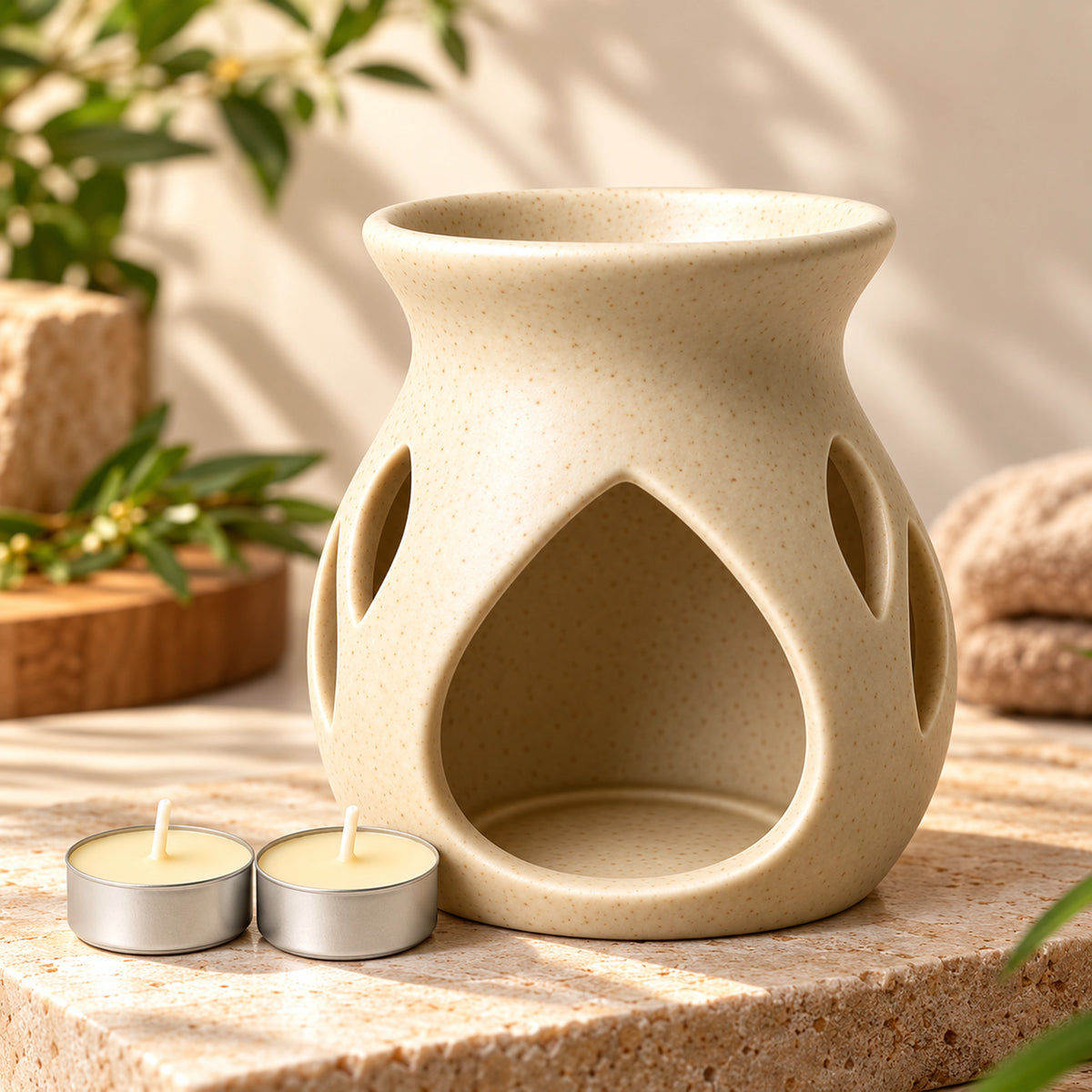 Ceramic Aroma Diffuser and Warmer for Massage Oils and Potli
