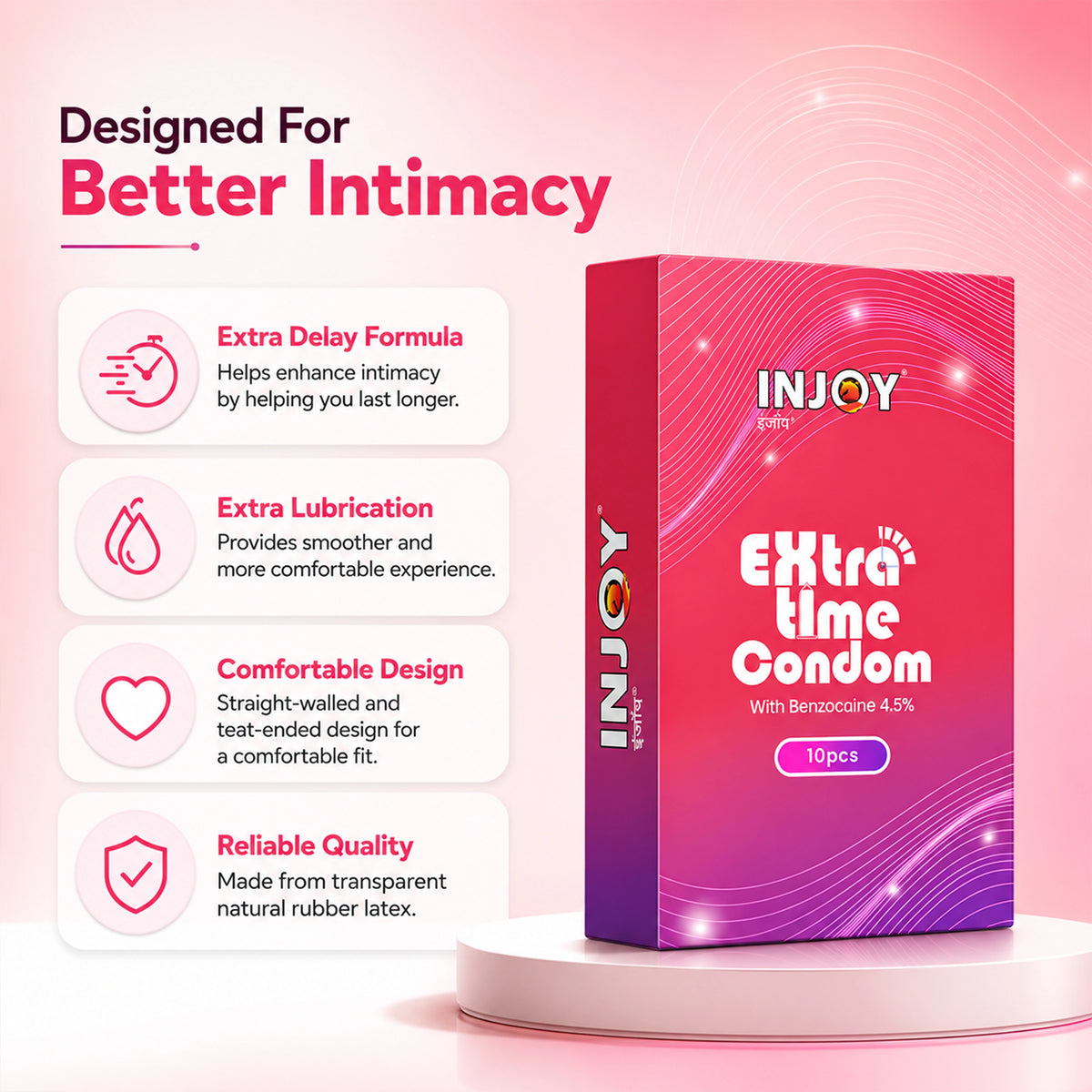 INJOY Extra Time Condom -  10 pieces