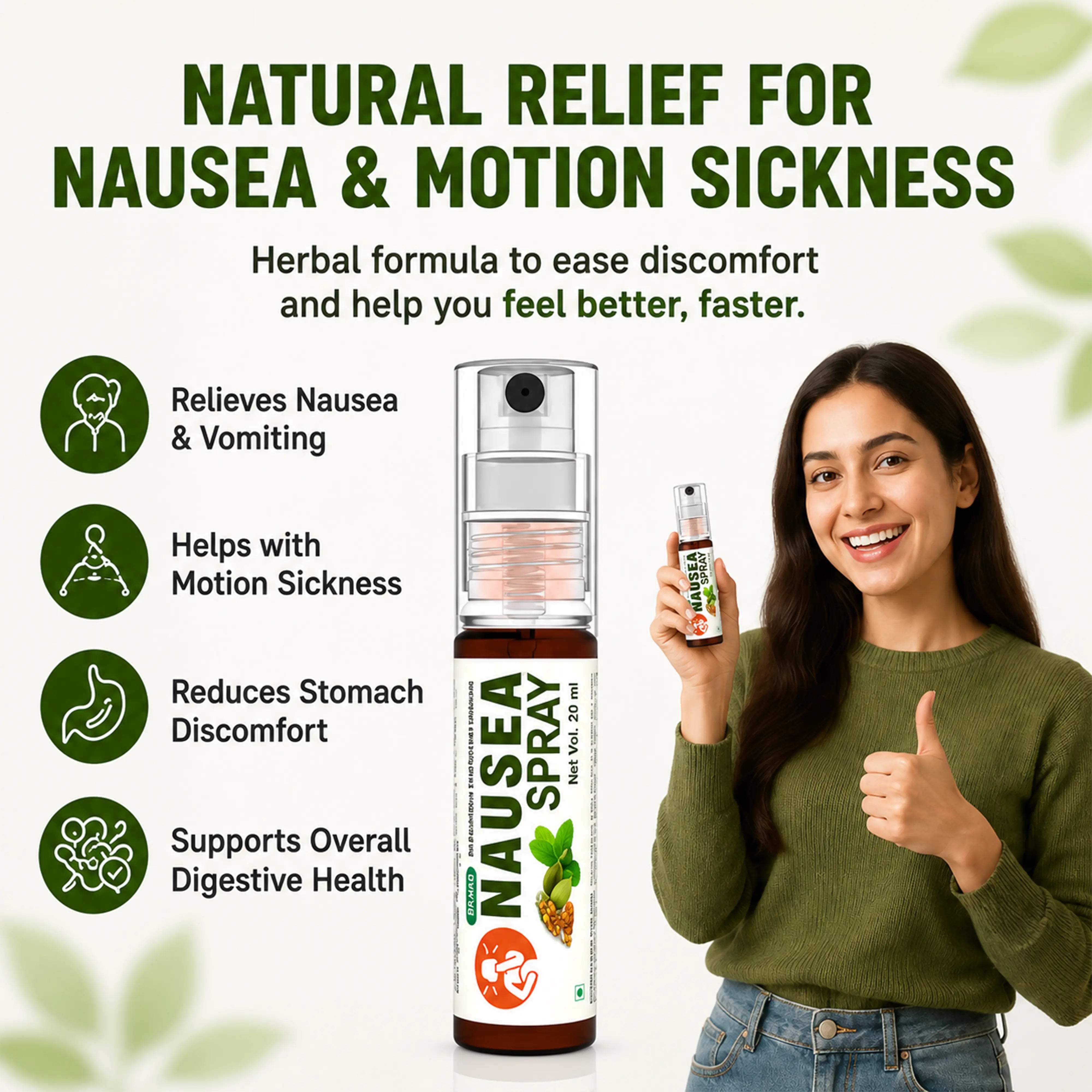Brawn Nausea Spray | Suppress feeling of vomiting - 10ml