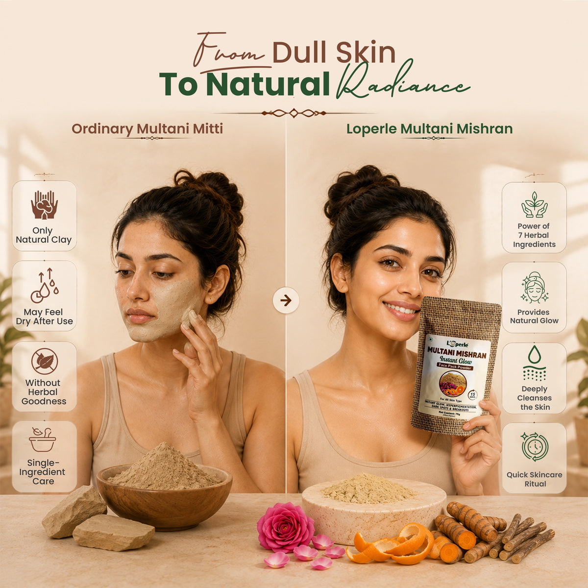 Loperle Multani Mishran Face Pack Powder - 75g