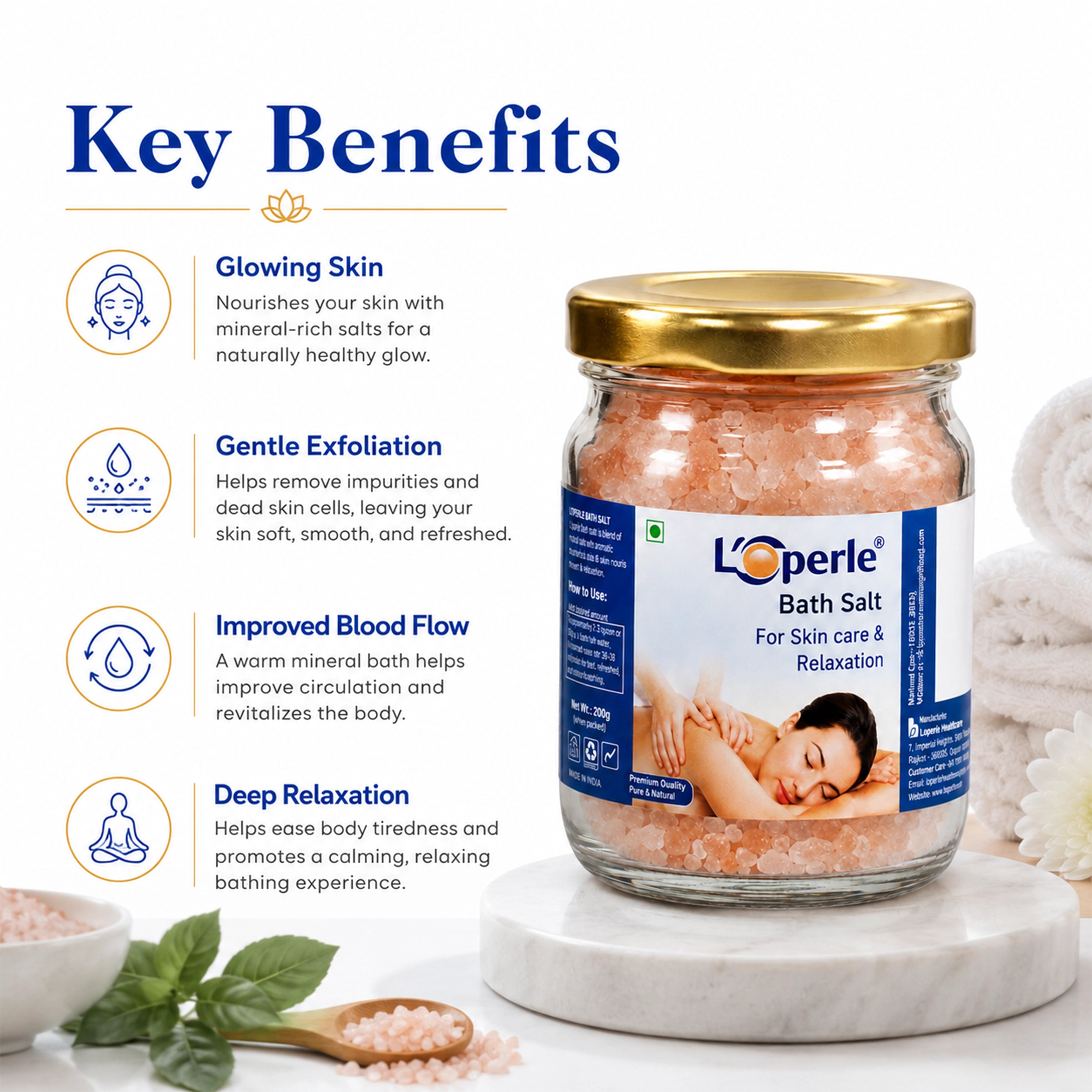 Loperle Bath Salt for Skin Care & Muscle Relaxation - 50g