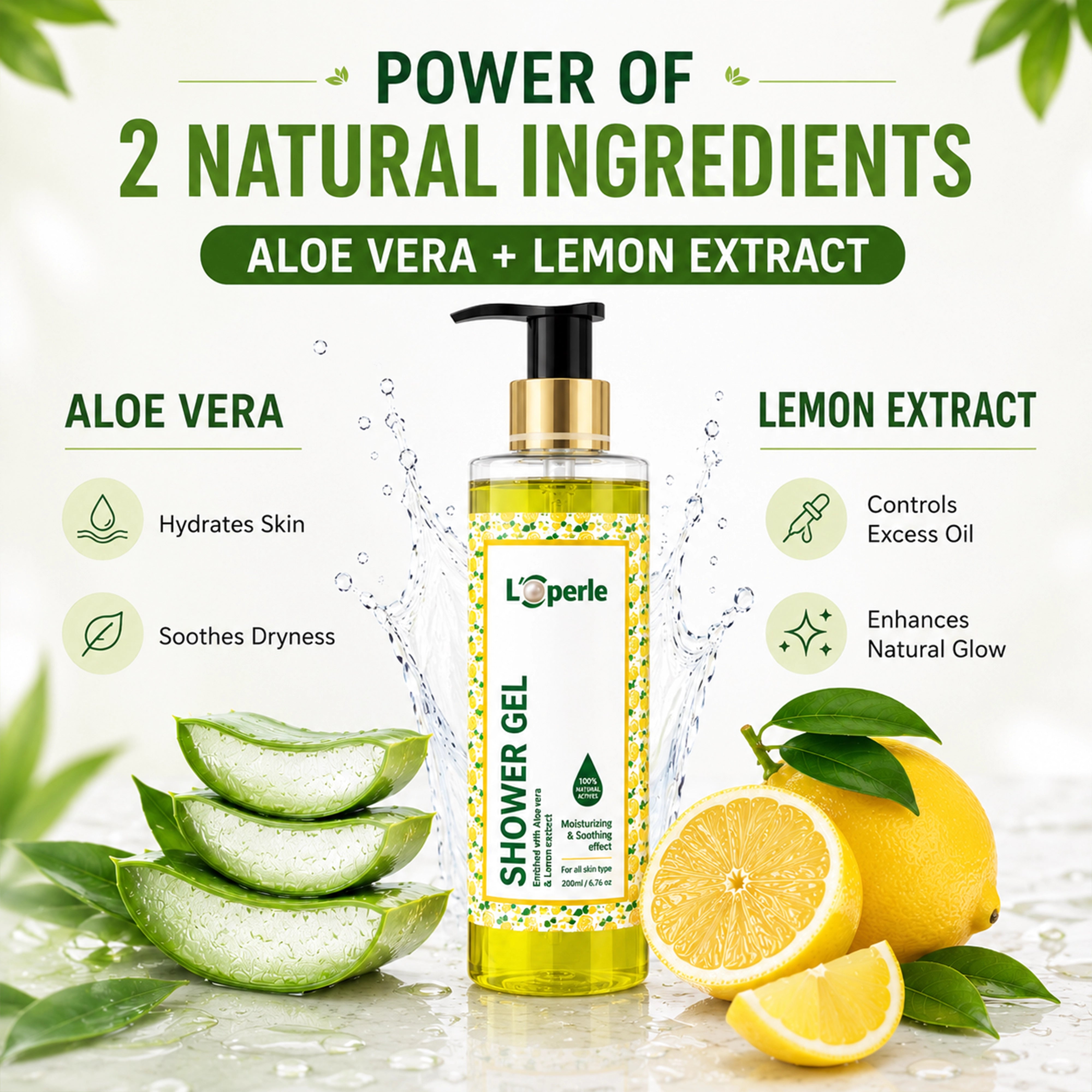 Loperle Shower Gel with Aloe vera and Lemon - 200ml