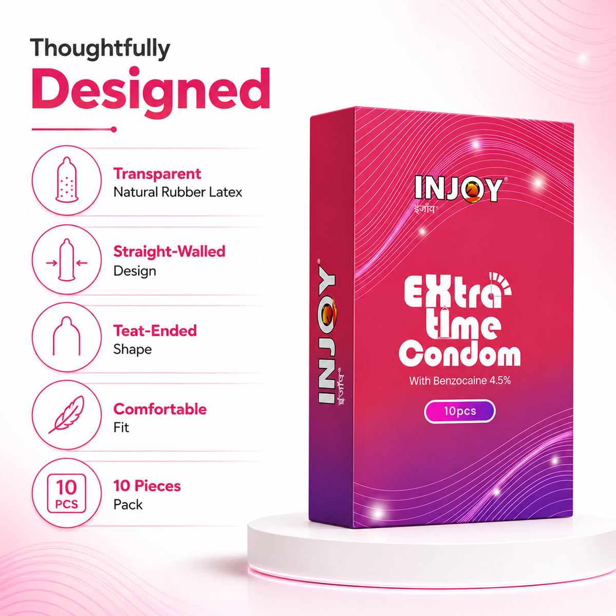 INJOY Extra Time Condom -  10 pieces