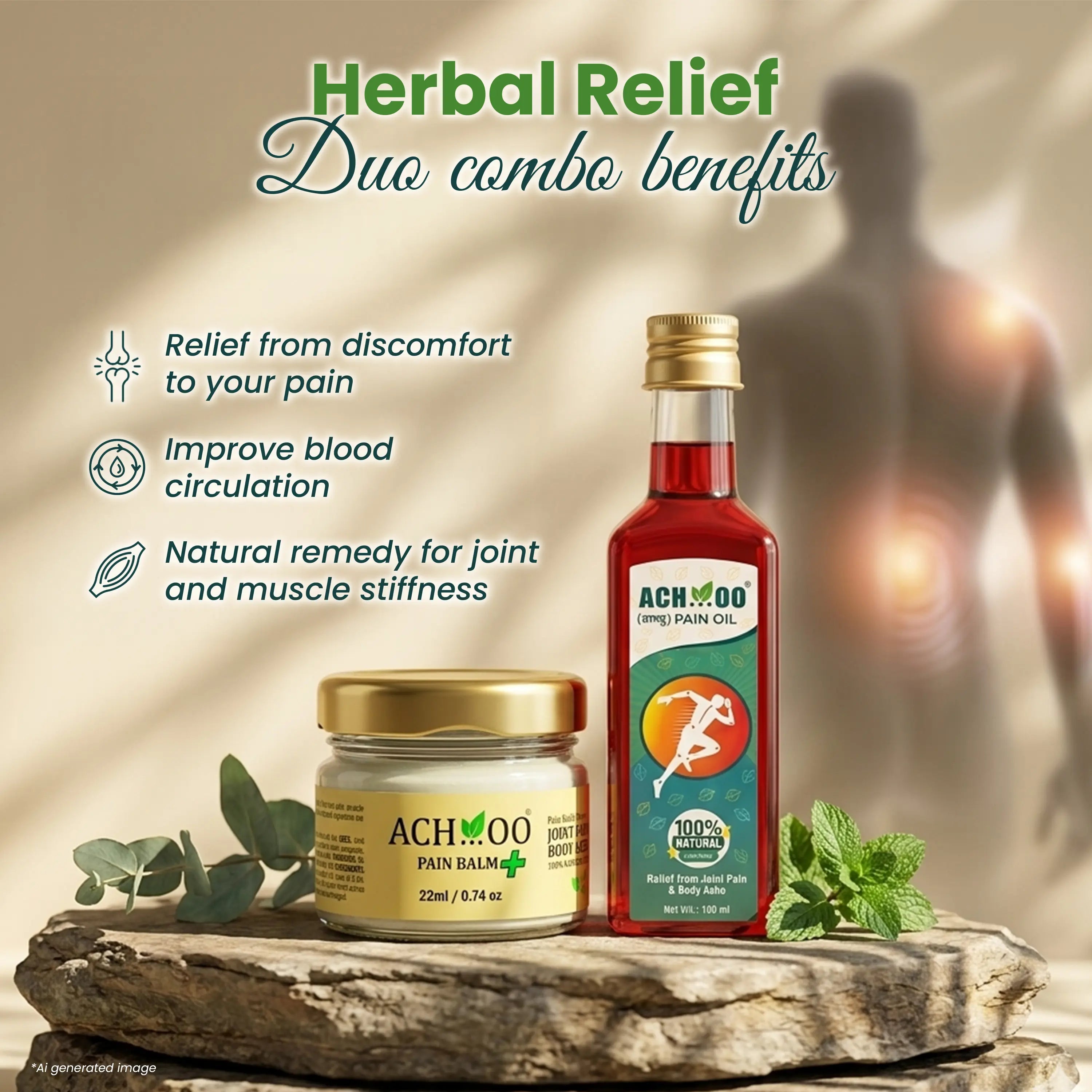 Herbal Relief Duo combo Pain balm(22ml) and oil(100ml)
