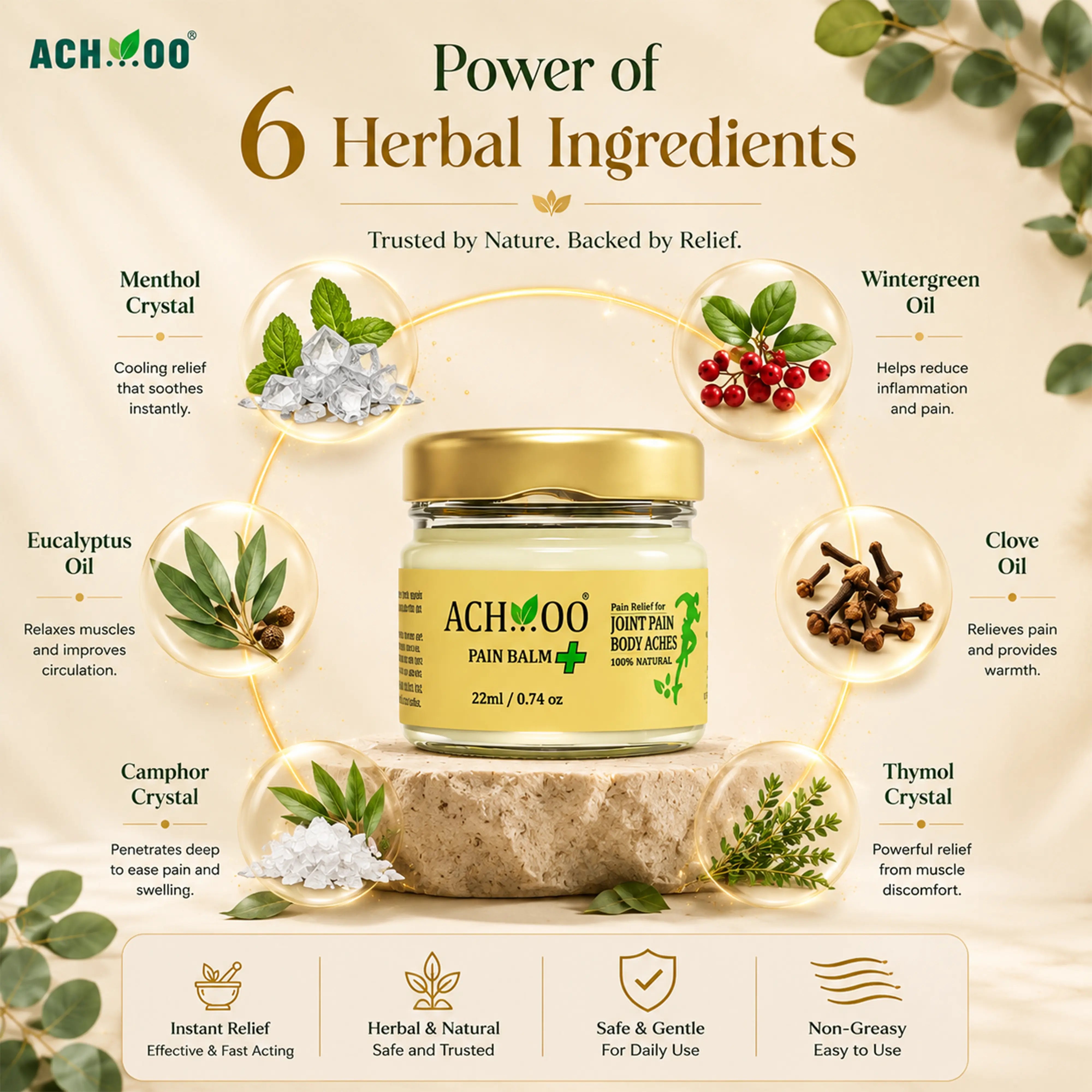 Achoo Pain Balm Plus For Joint, Muscle and Body Pain - 22ml