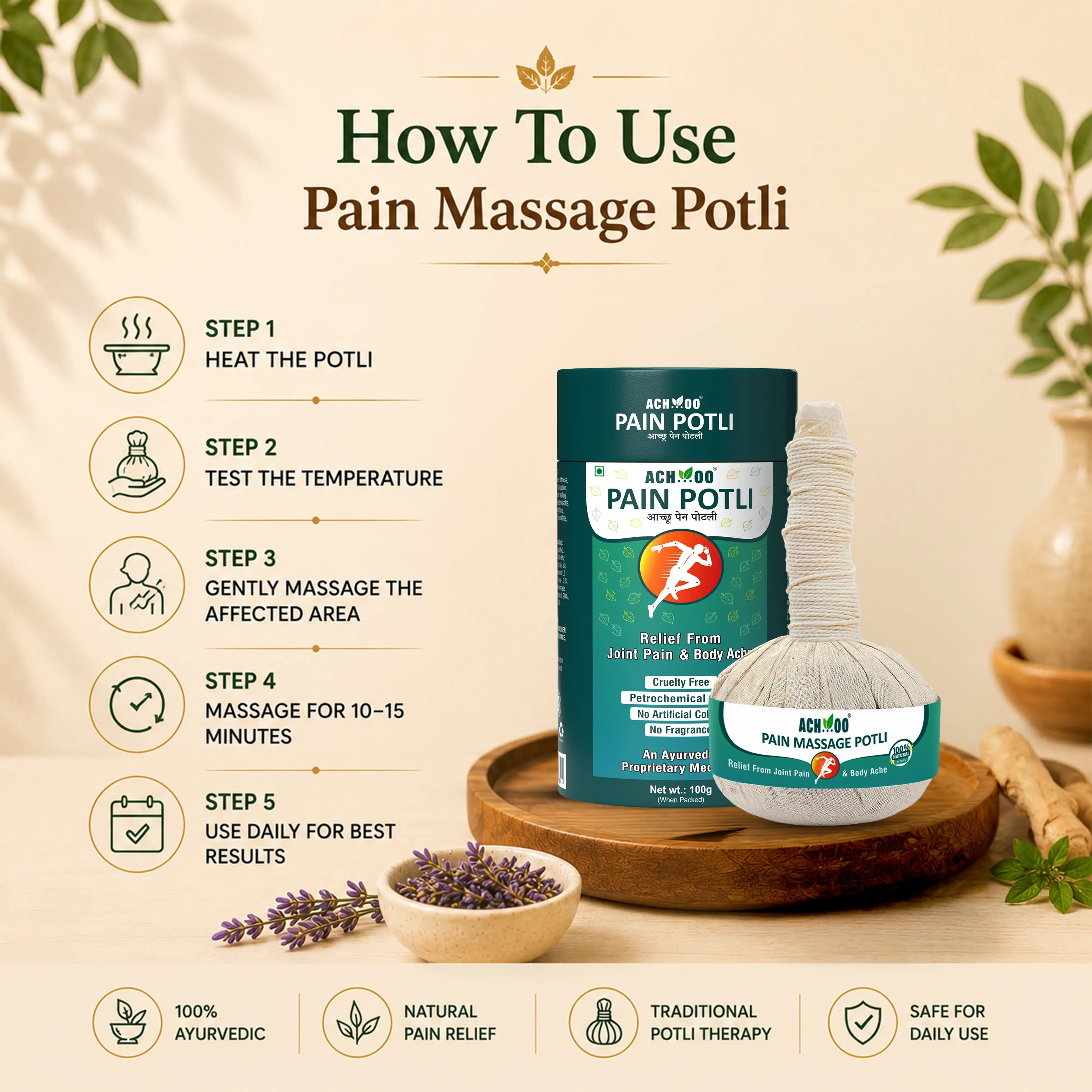 Achoo Pain Massage Potli - 100% Ayurvedic Herbal Healing