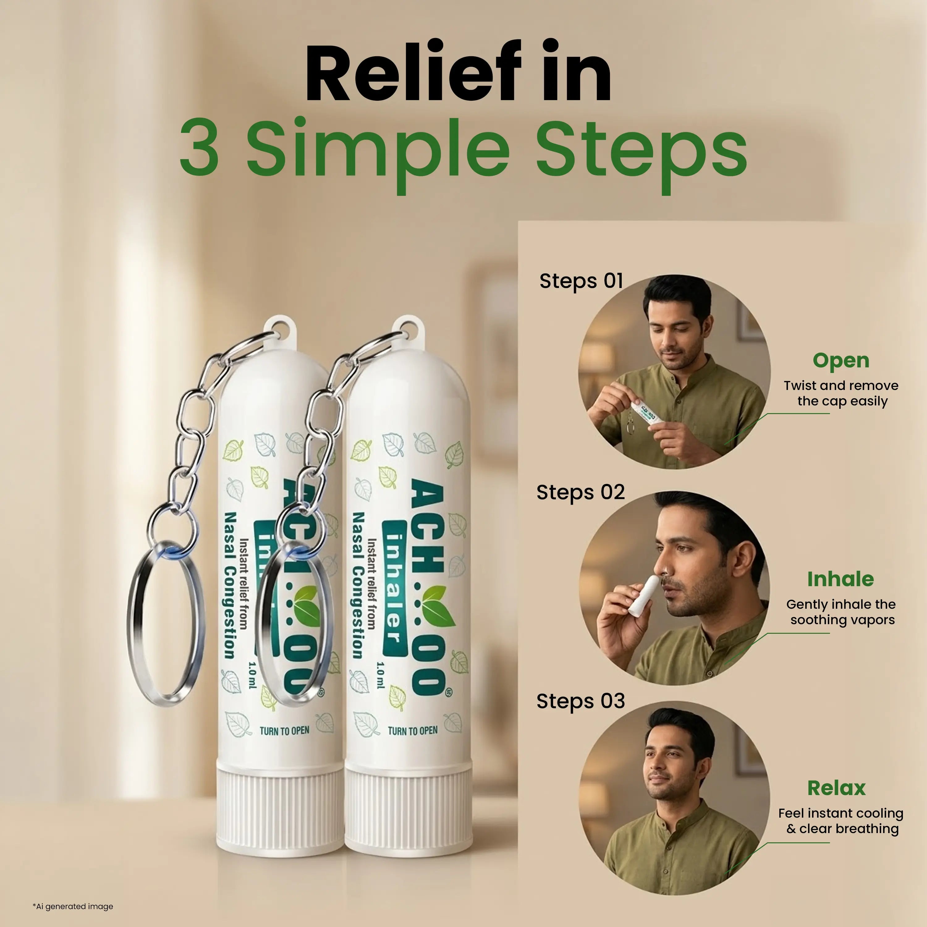 Achoo Inhaler | Relief from Cold, Cough, and Nasal Congestion