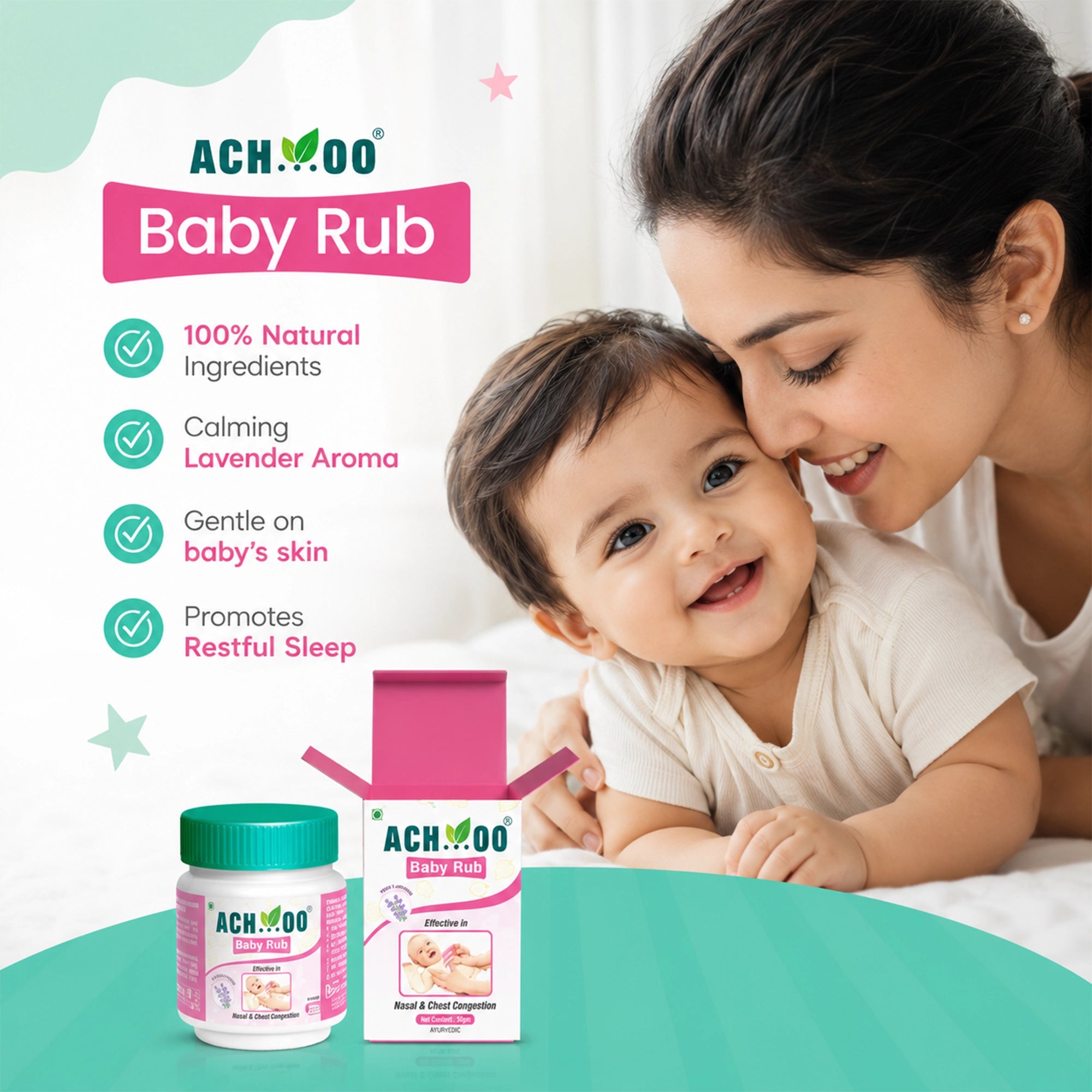 Achoo Baby Rub for Nasal and Chest Congestion - 50ml | 2 + years