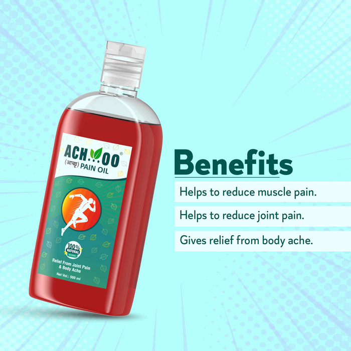ACHOO Pain Relief Oil - Ayurvedic Care for Joint Pain, Muscle Pain & Body Pain - 500ml