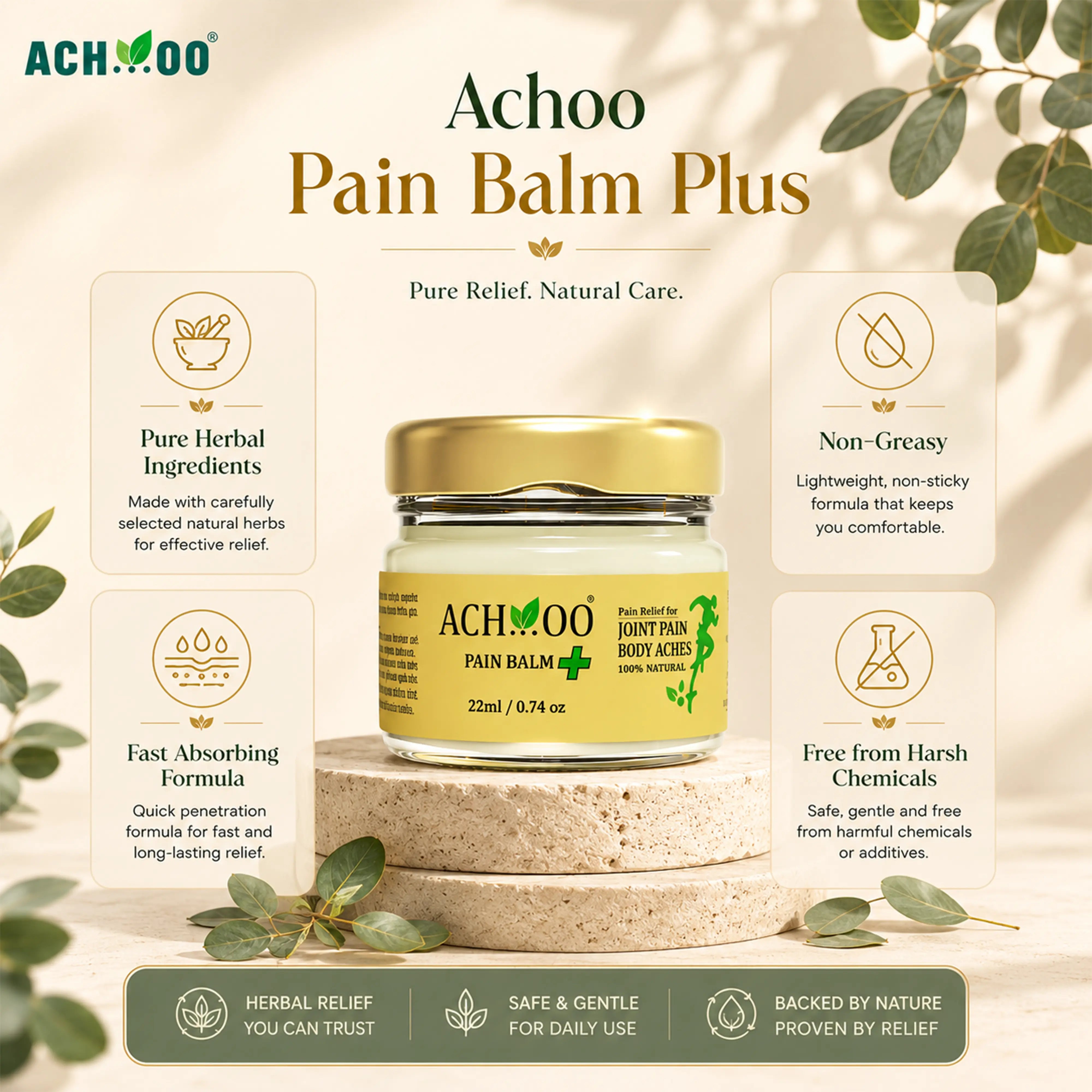 Achoo Pain Balm Plus For Joint, Muscle and Body Pain - 22ml