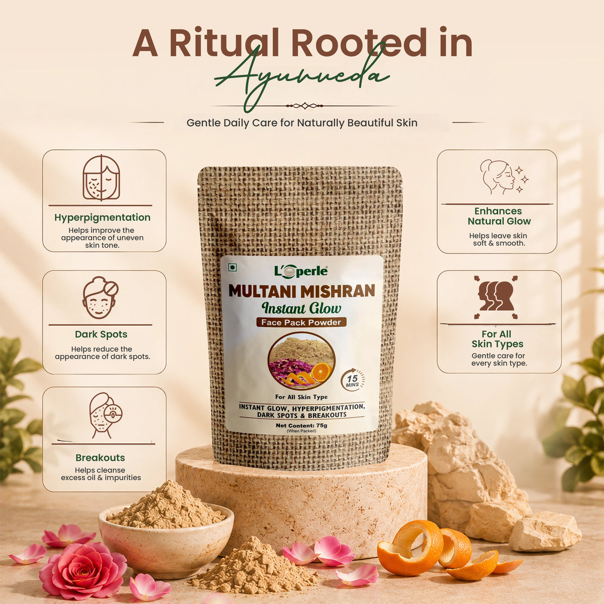 Loperle Multani Mishran Face Pack Powder - 75g