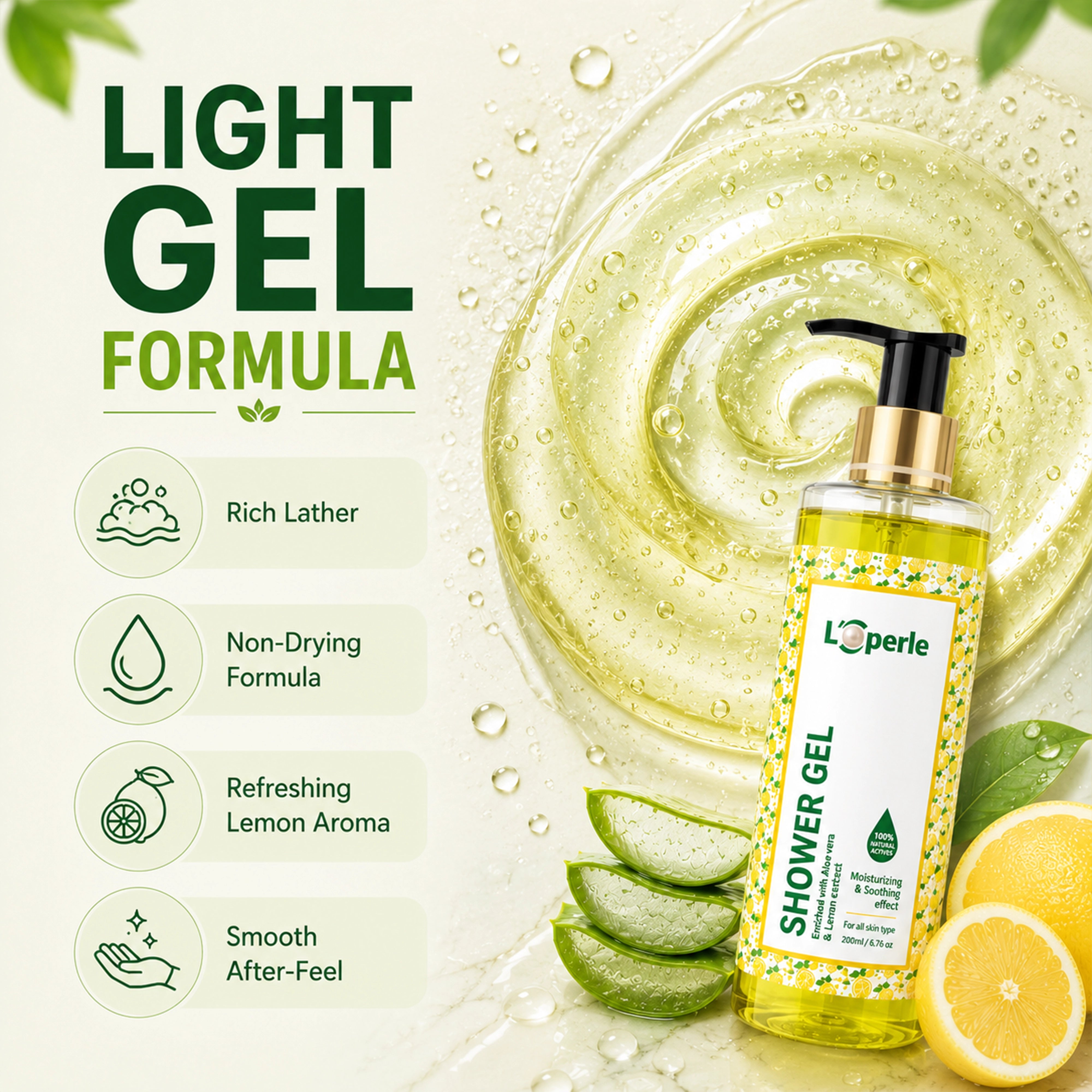 Loperle Shower Gel with Aloe vera and Lemon - 200ml