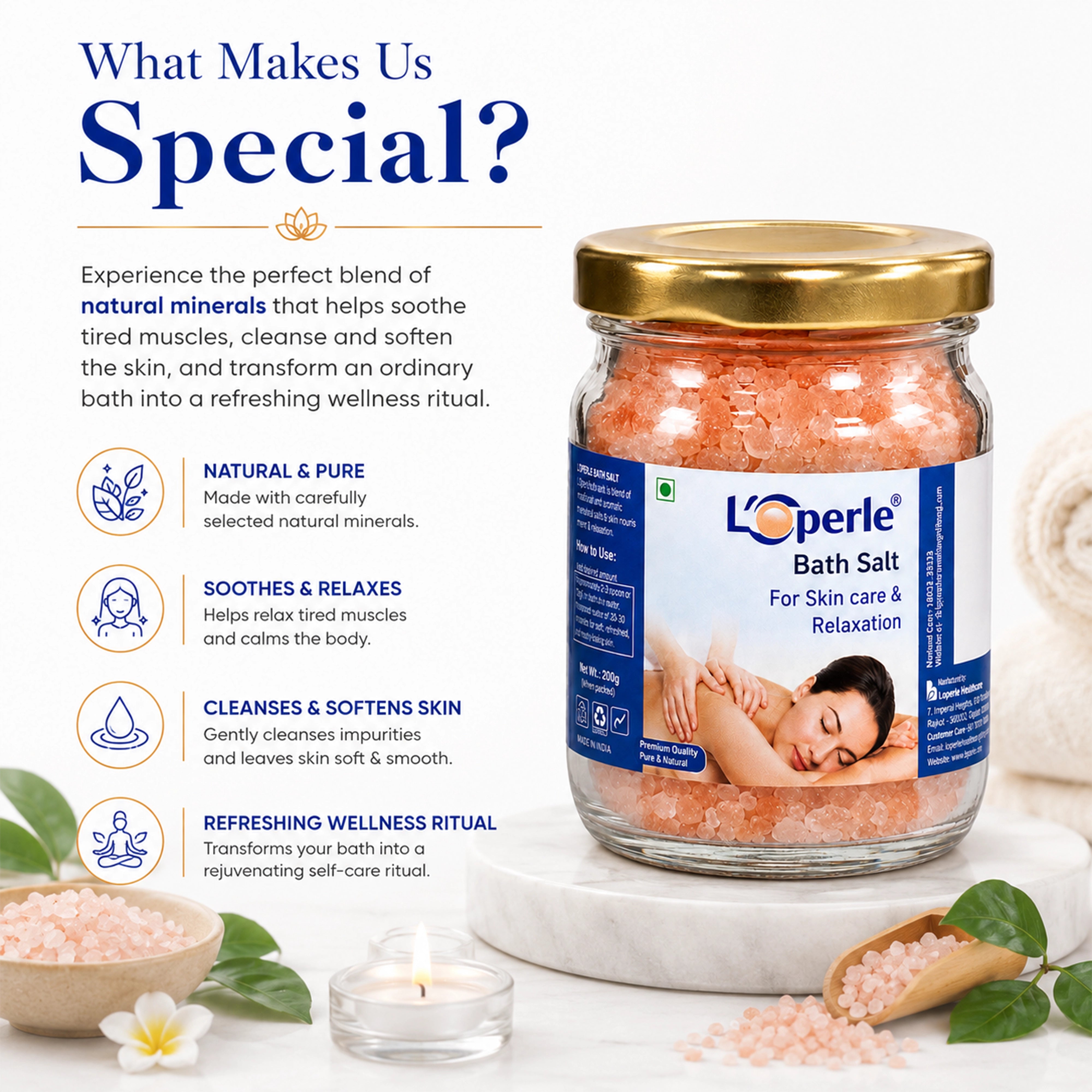 Loperle Bath Salt for Skin Care & Muscle Relaxation - 50g
