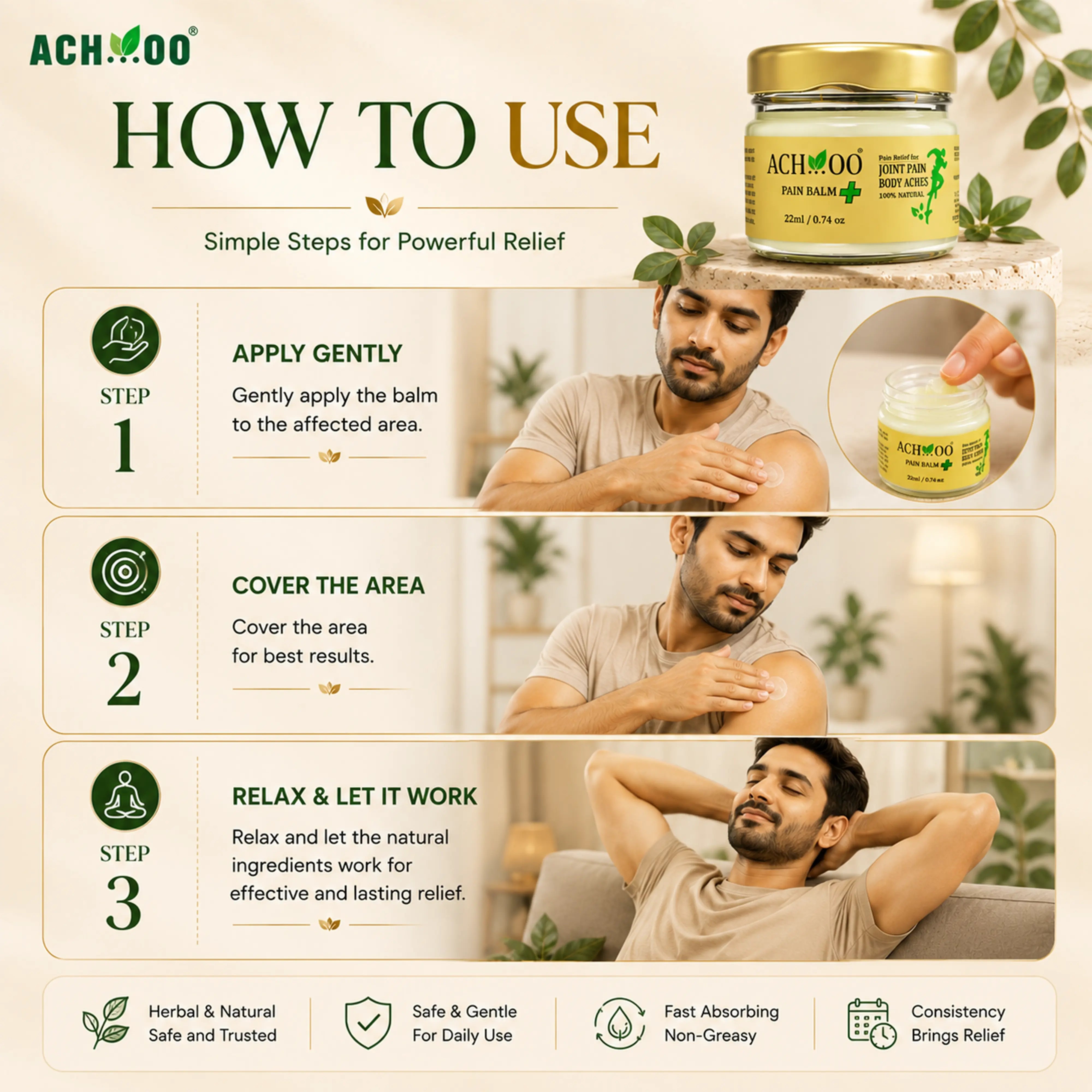Achoo Pain Balm Plus For Joint, Muscle and Body Pain - 22ml