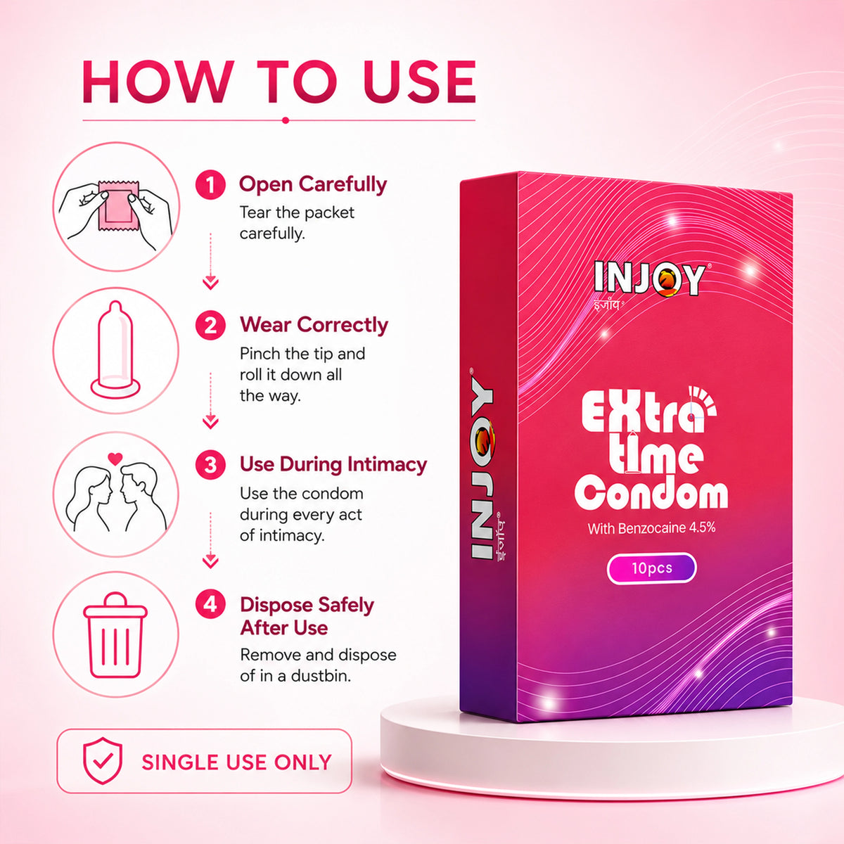 INJOY Extra Time Condom -  10 pieces