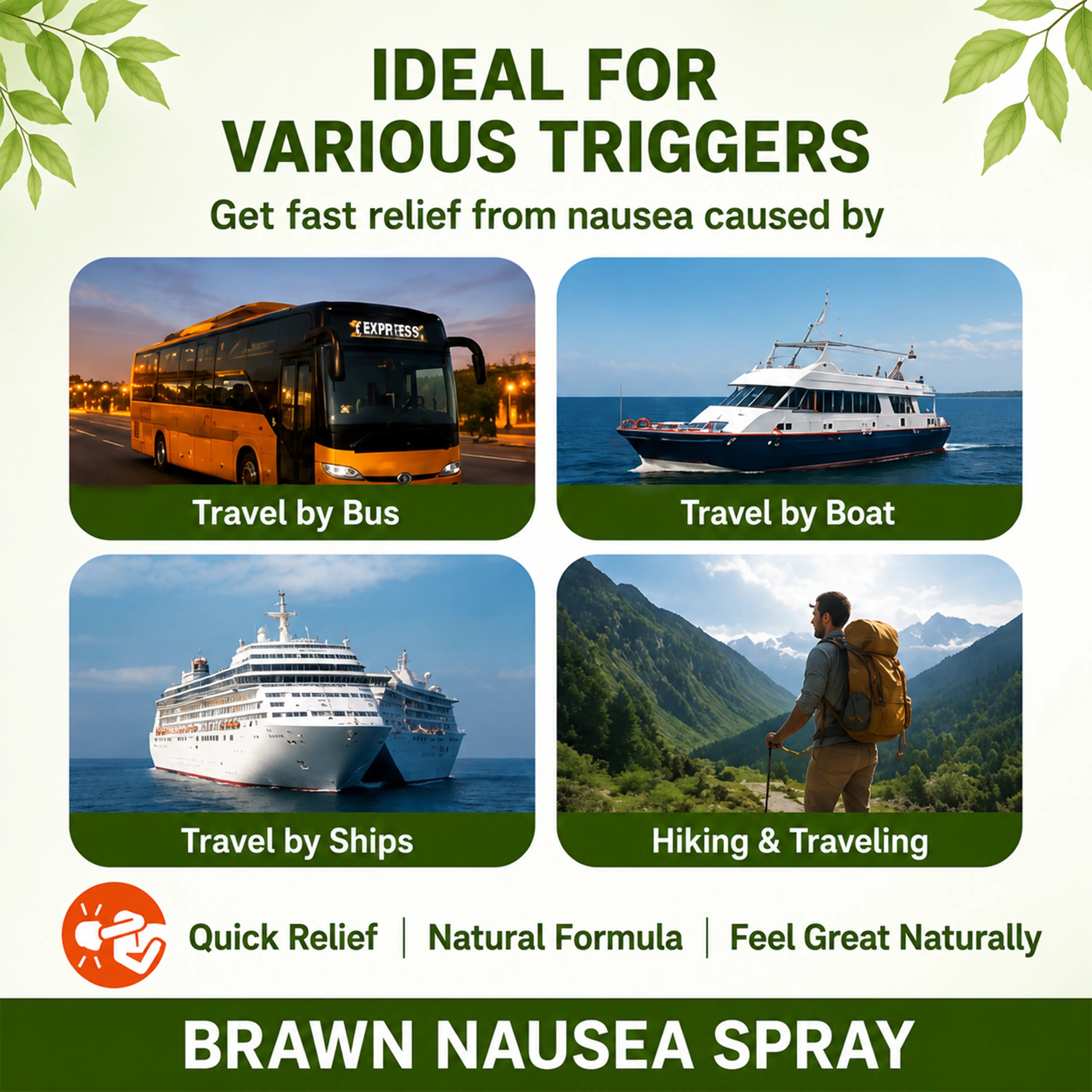 Brawn Nausea Spray | Suppress feeling of vomiting - 10ml